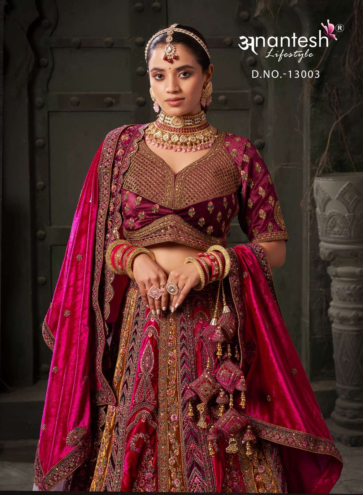 WEDDING BRIDE BY ANANTESH LIFESTYLE 13001 TO 13003 SERIES VELVET HEAVY WORK LEHENGAS