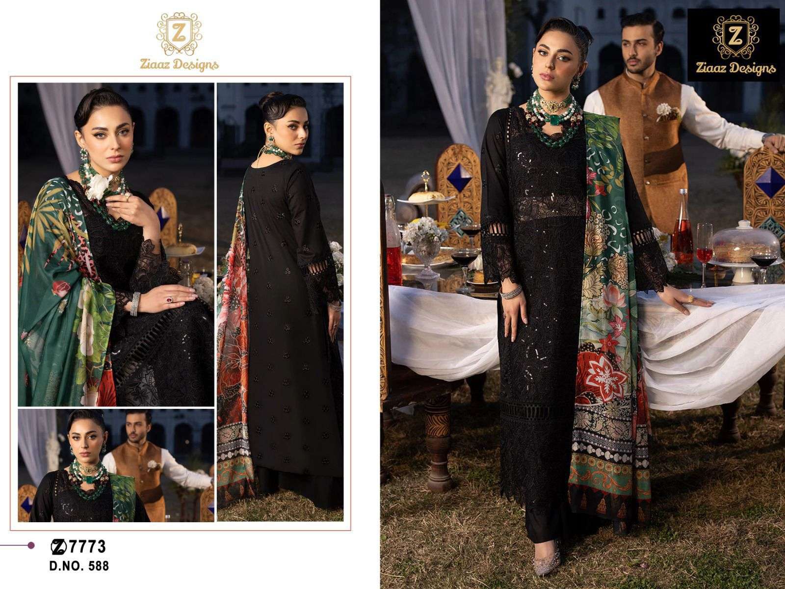 Z-588 HIT DESIGN BY ZIAAZ DESIGNS RAYON COTTON EMBROIDERY PAKISTANI DRESS