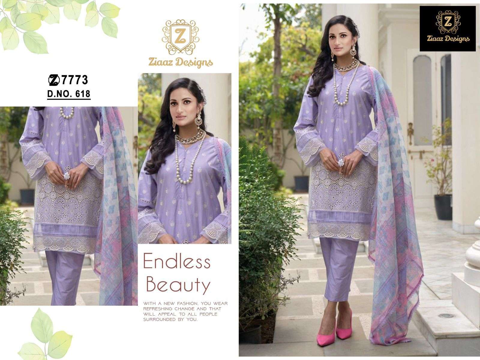 Z-617 TO Z-620 SERIES BY ZIAAZ DESIGNS CAMBRIC COTTON EMBROIDERY WORK PAKISTANI DRESSES