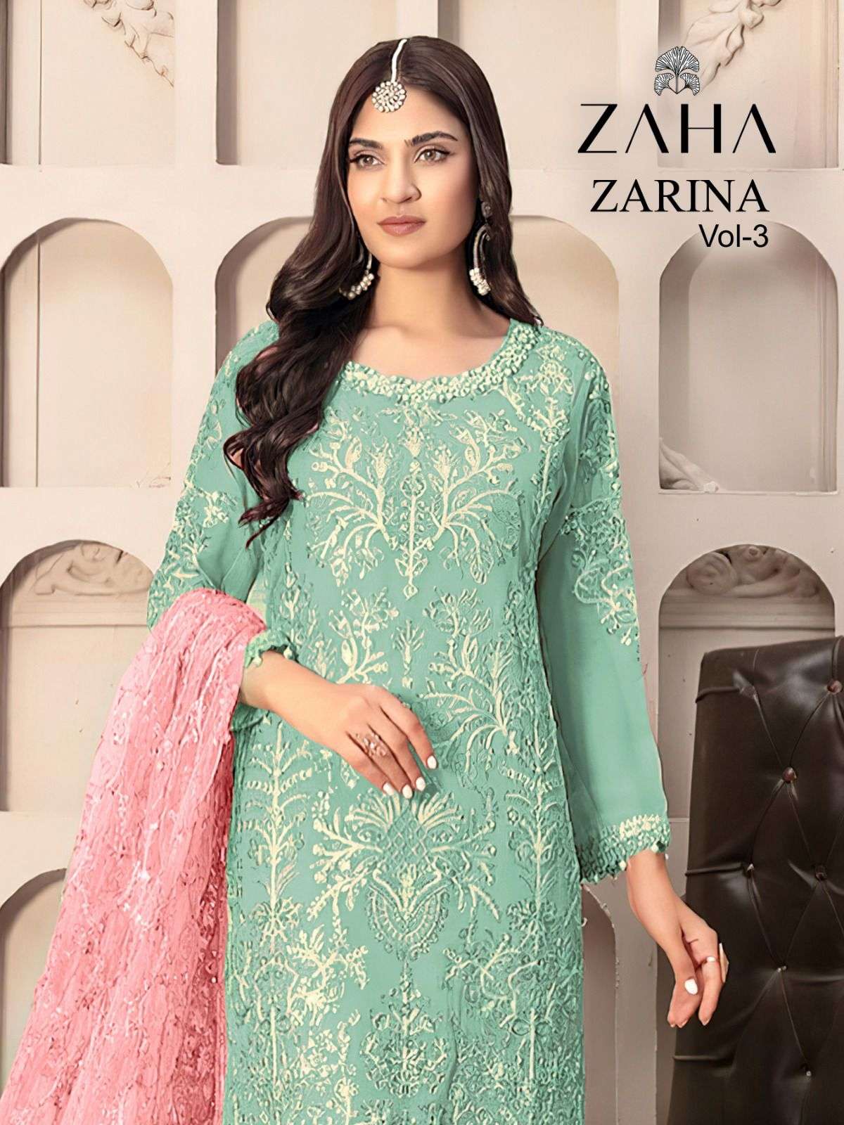 ZARINA VOL-3 BY ZAHA 10225-A TO 10225-C SERIES BY ZAHA GEORGETTE WORK PAKISTANI DRESSES