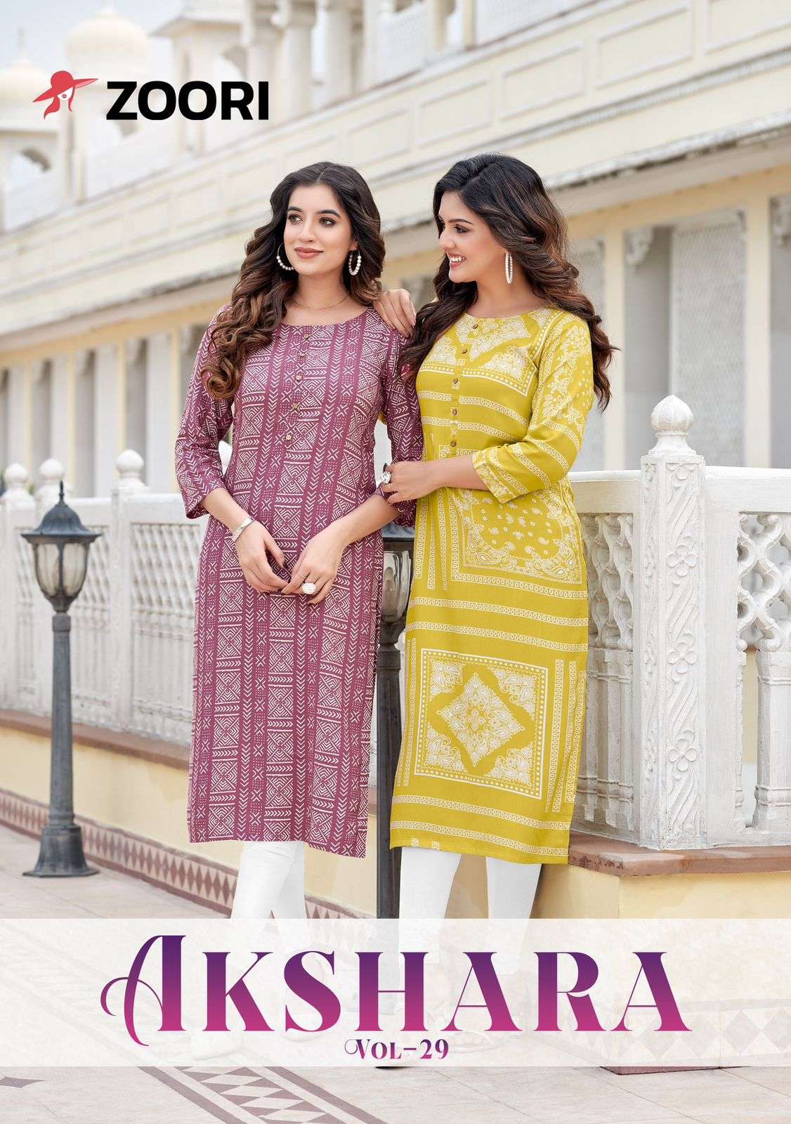 AKSHARA VOL-29 BY ZOORI 1170 TO 1175 SERIES RAYON PRINT KURTIS