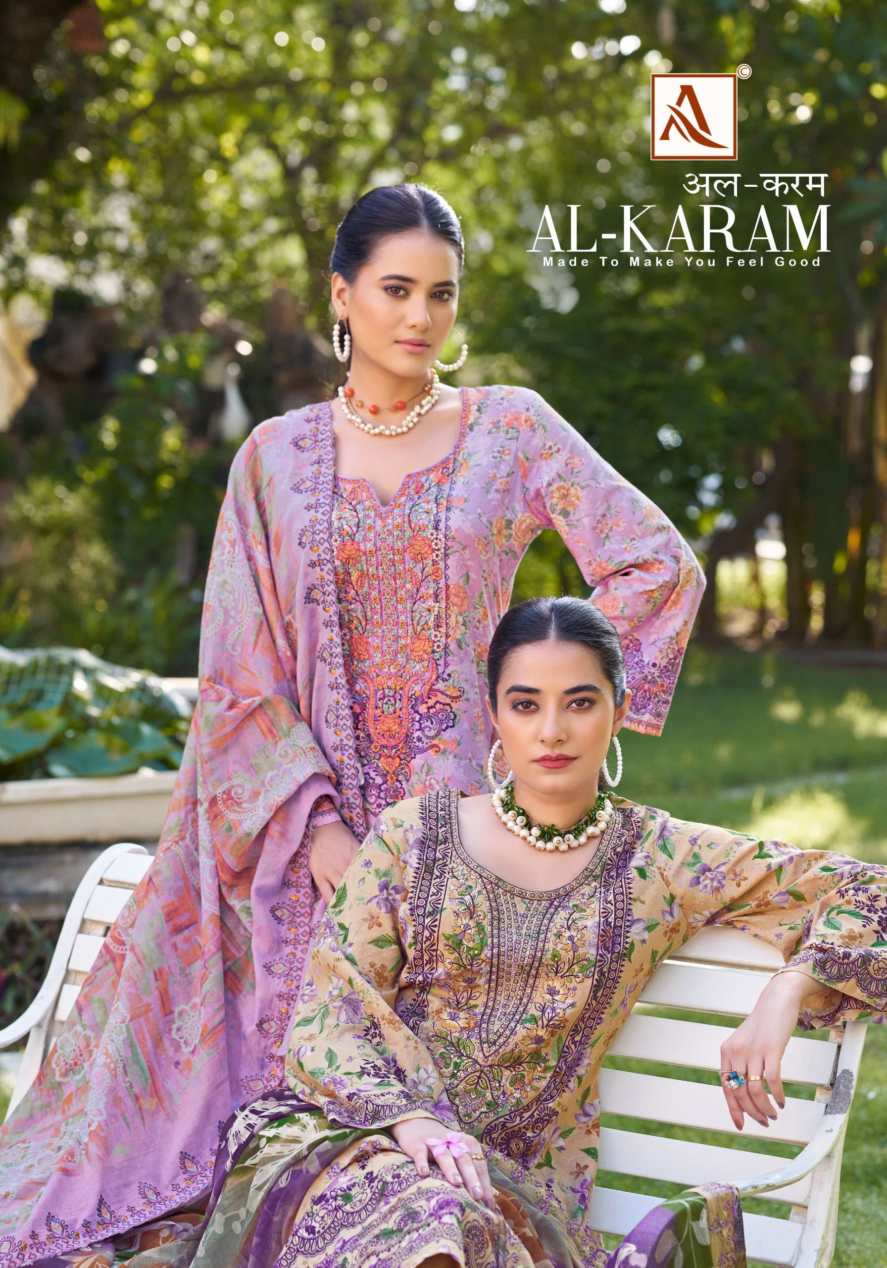 AL-KARAM BY ALOK SUIT 1621-001 TO 1621-008 SERIES PURE CAMBRIC COTTON PRINT WORK DRESSES