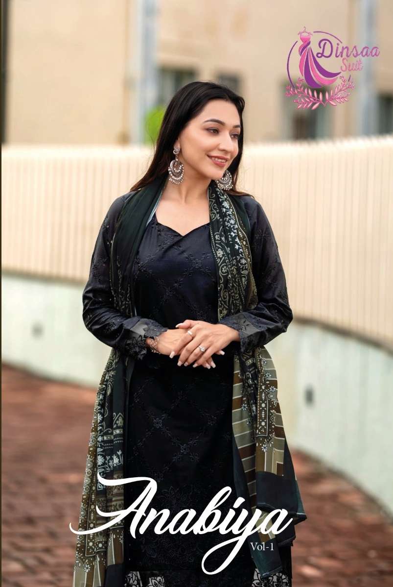 ANABIYA BY DINSAA SUIT 297 TO 299 SERIES COTTON HEAVY EMBROIERY WORK PAKISTANI DRESSES