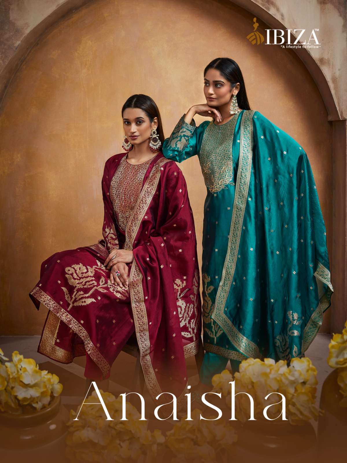 ANAISHA BY IBIZA LIFESTYLE 15589 TO 15592 SERIES PURE BANGLORI SILK JACQUARD WORK DRESSES