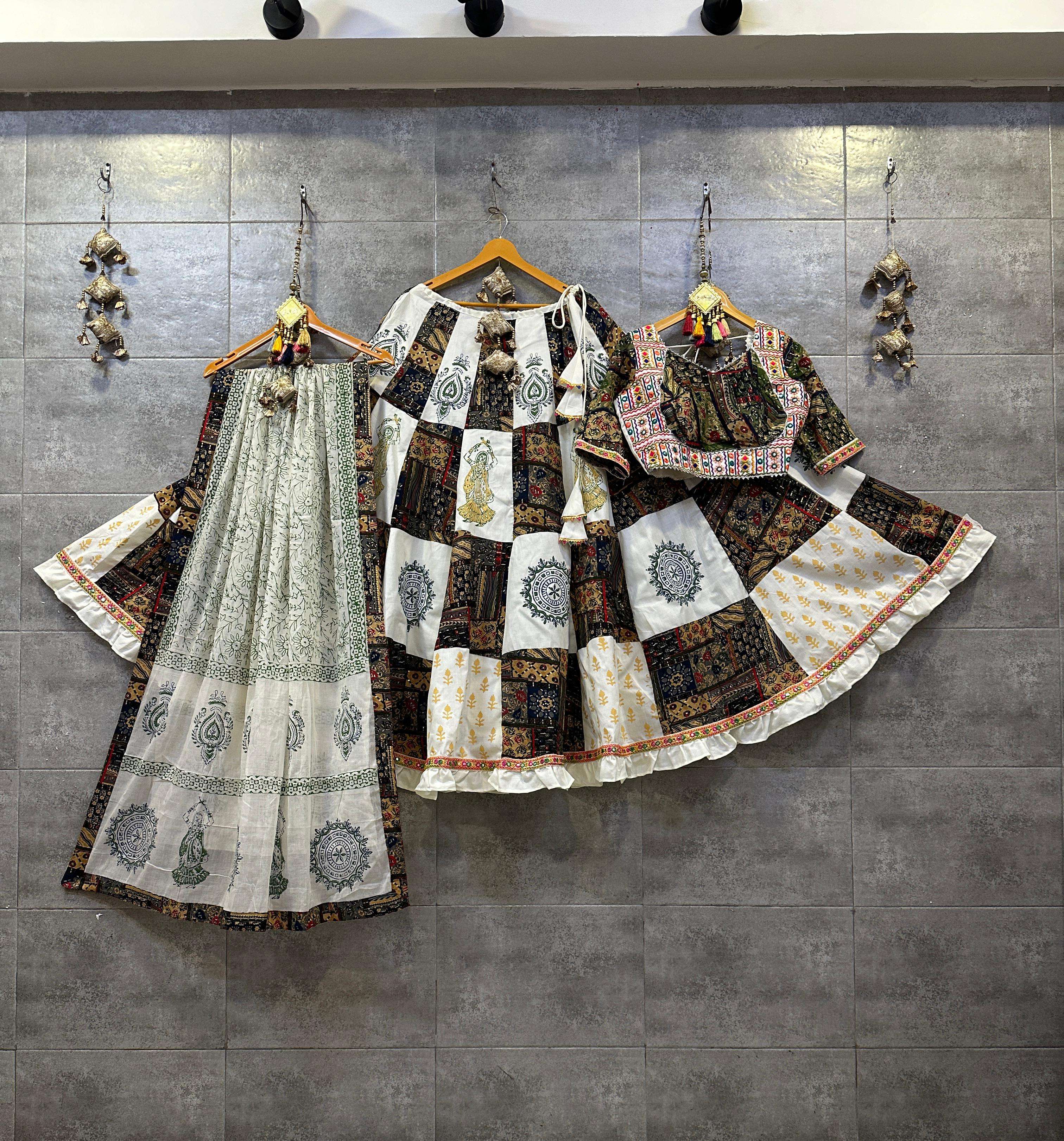 ASR-DOLL BY AQSAWHOLESALE CAMBRIC COTTON PRINT WORK READYMADE CHANIYA CHOLIS