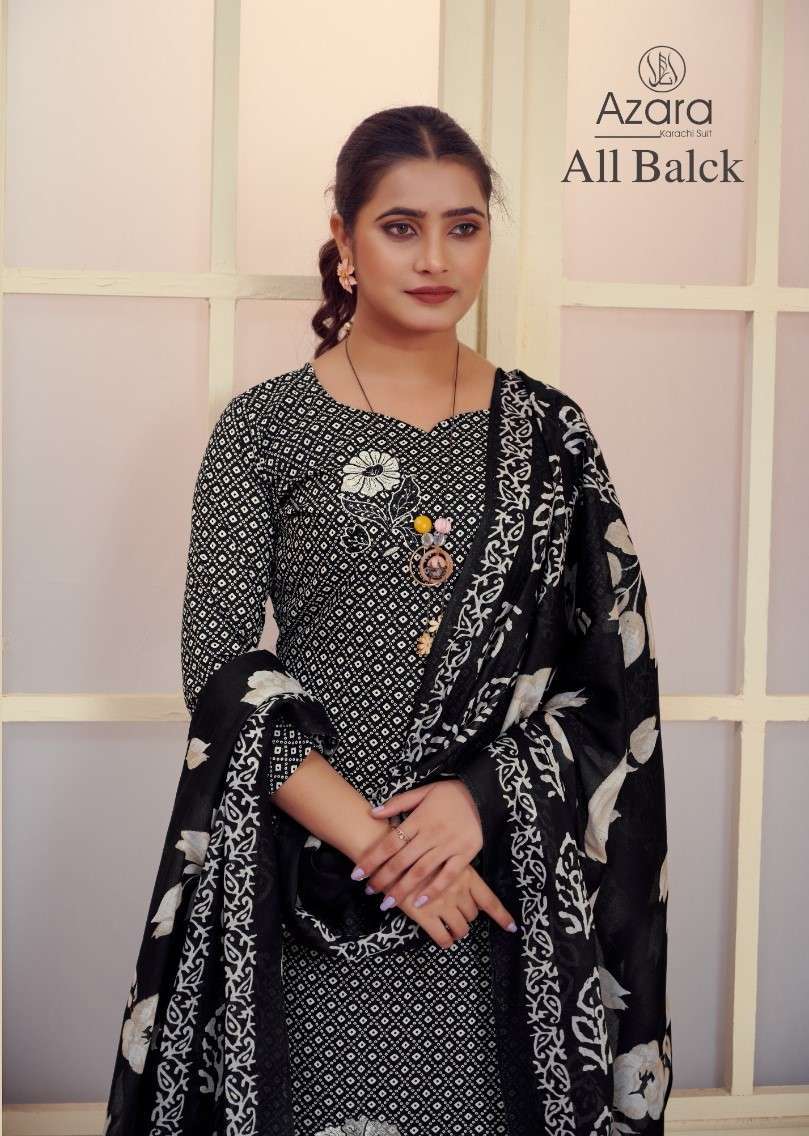 AZARA ALL BLACK BY RADHIKA FASHION 12001 TO 12004 SERIES JAAM COTTON WORK DRESSES