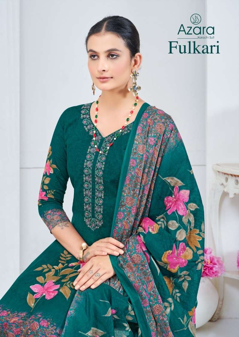 AZARA FULKARI BY RADHIKA FASHION 14001 TO 14004 SERIES LAWN PRINT WORK DRESSES