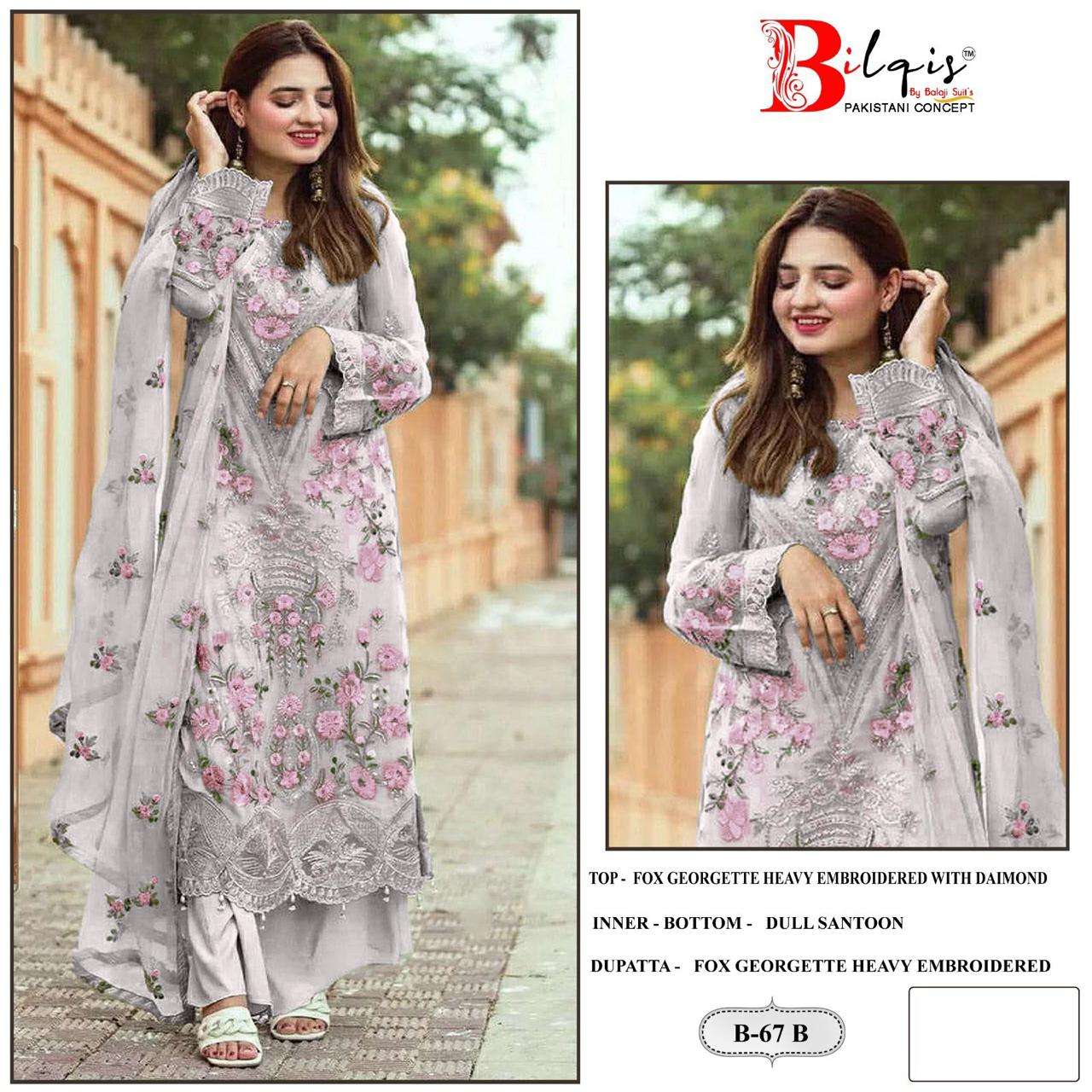 BILQIS B-69 BY AQSAWHOLESALE FAUX GEORGETTE HEAVY EMBROIDERY WORK PAKISTANI DRESS