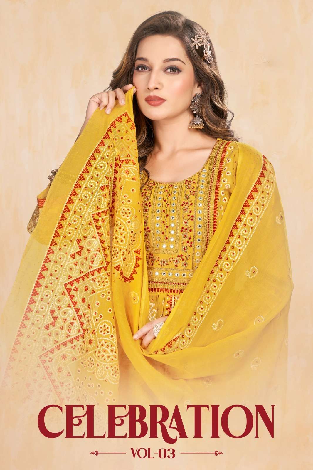 CELEBRATION VOL-3 BY AQSAWHOLESALE 301 TO 308 SERIES RAYON WORK GOWN & DUPATTAS