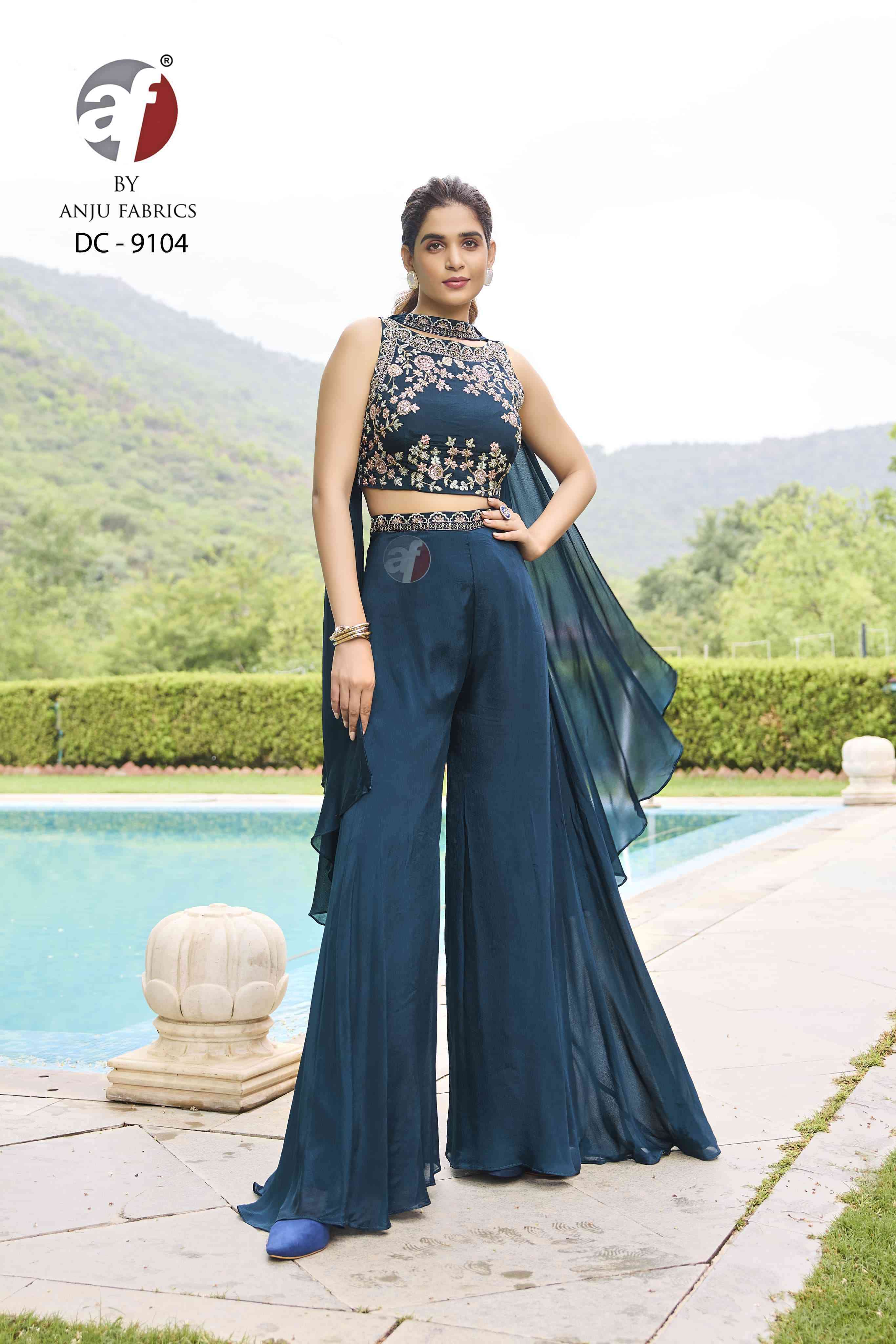 DC-9104 BY ANJU FABRICS CHINON CHIFFON HAND WORK READYMADE DRESS