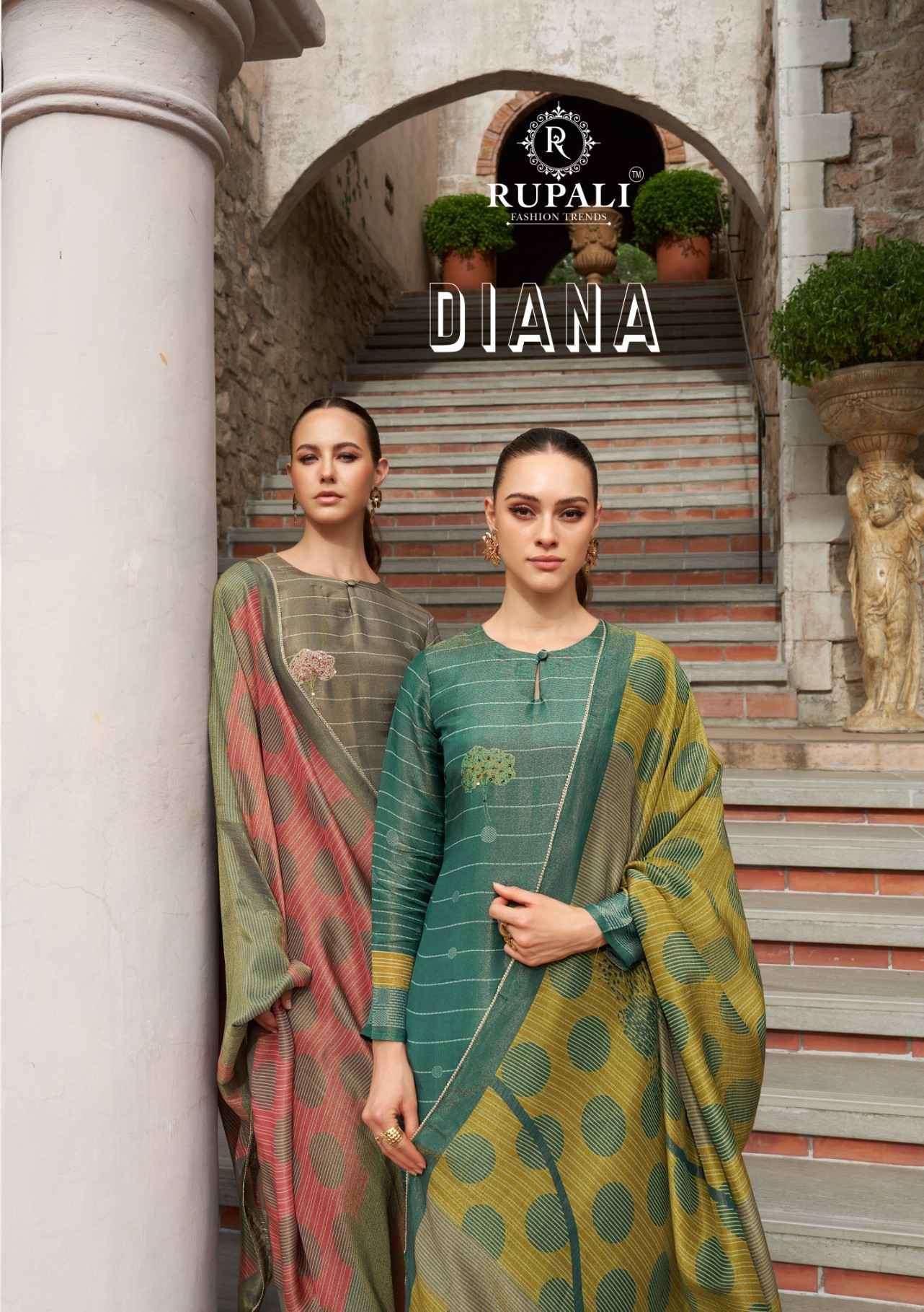 DIANA BY RUPALI 6901 TO 6904 SERIES SIMMER TISSUE PRINT HANDWORK DRESSES