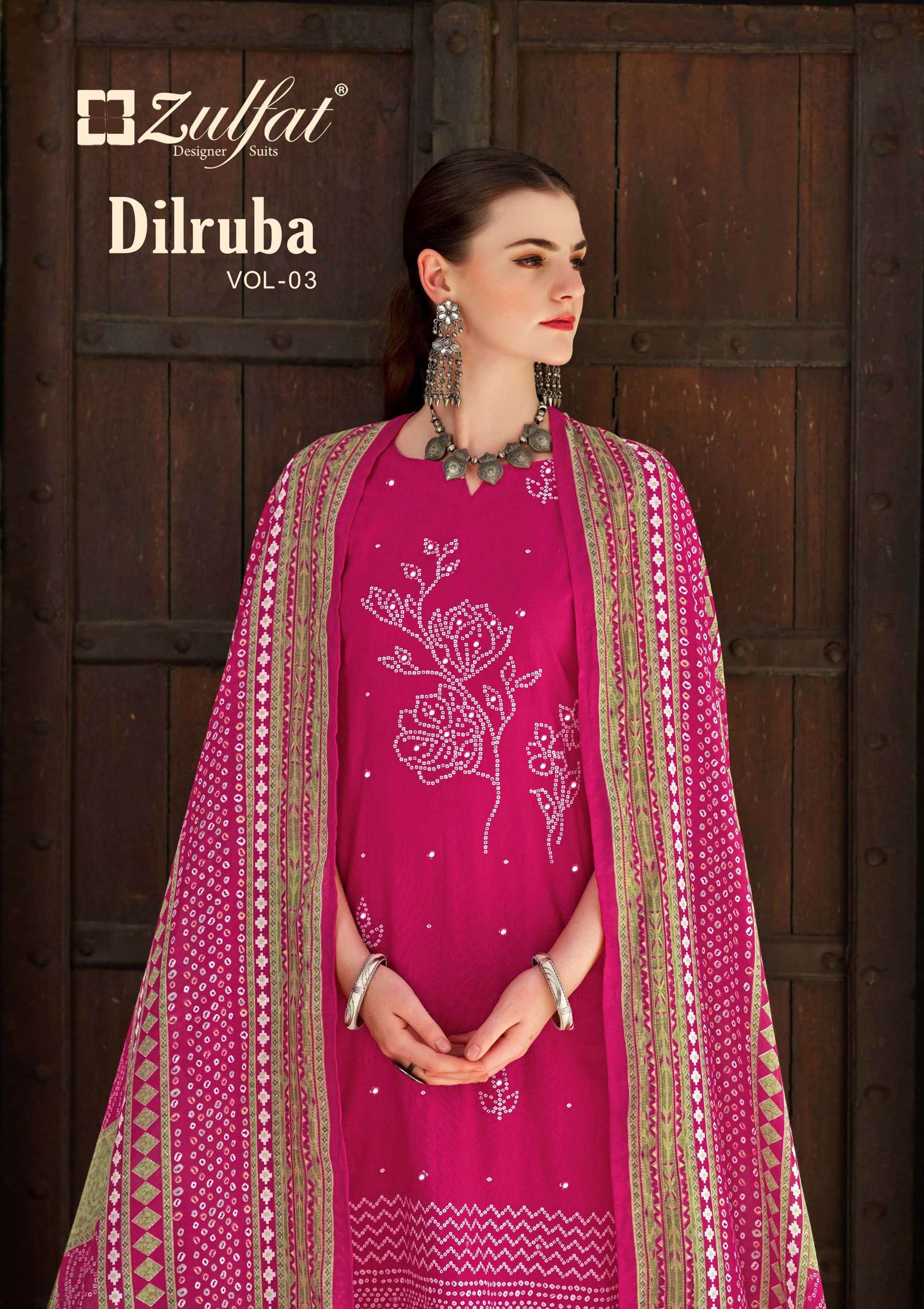 DILRUBA VOL-3 BY ZULFAT 575-001 TO 575-006 SERIES PURE COTTON PRINT HANDWORK DRESSES