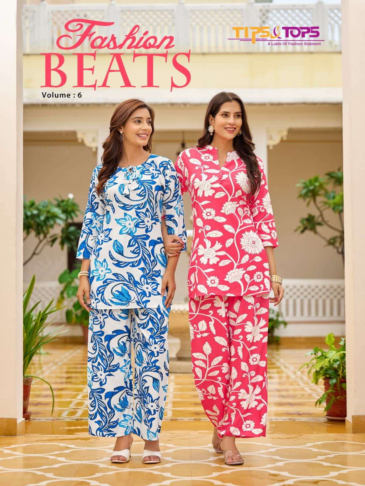 FASHION BEATS VOL-6 BY TIPS & TOPS 601 TO 606 SERIES RAYON PRINT WORK CO-ORD SET