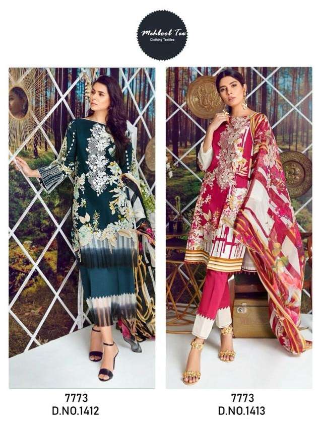 FIRDOUS 1412 & 1413 HITS BY MEHBOOB TEX COTTON PRINT WORK PAKISTANI DRESSES