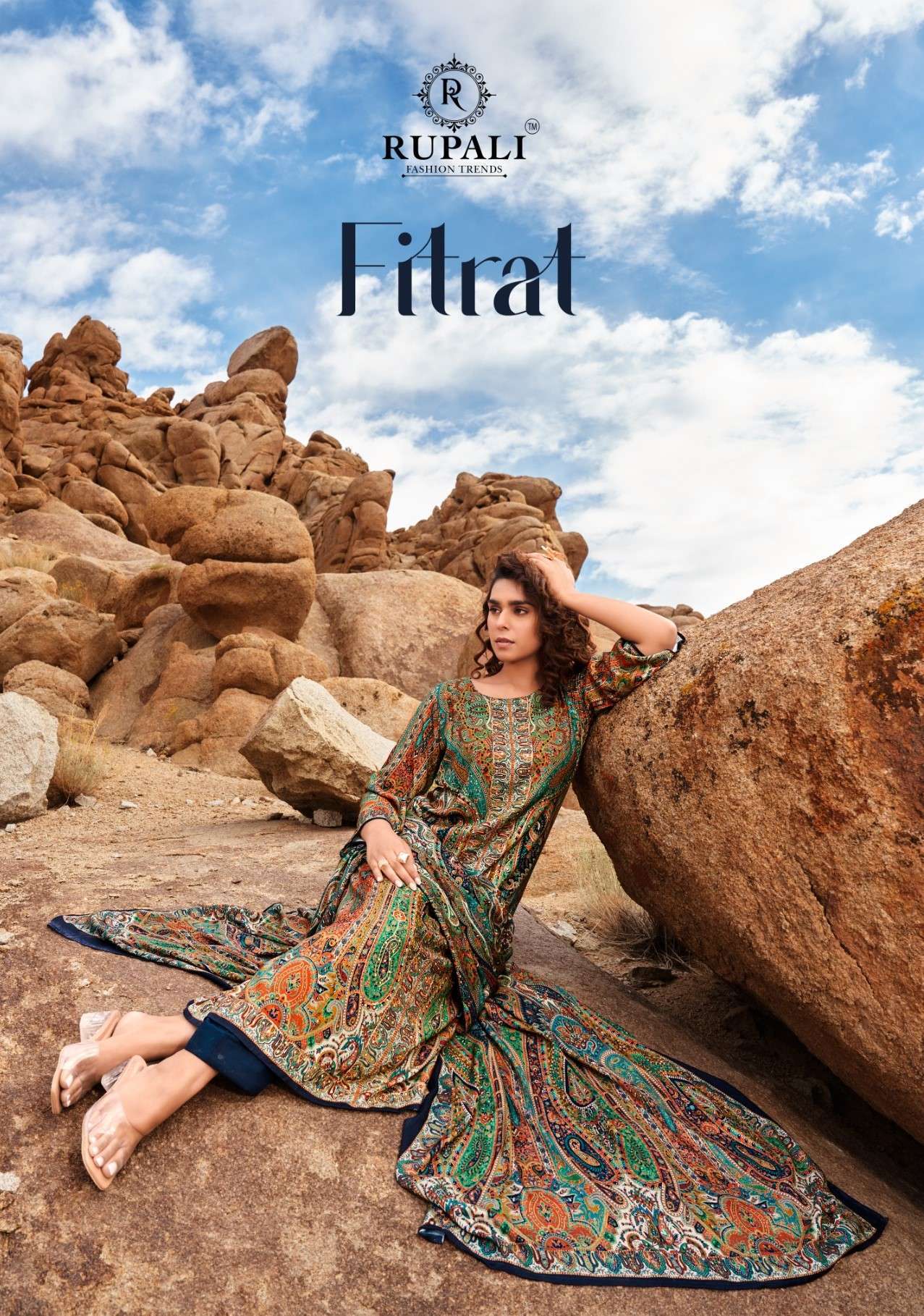 FITRAT BY RUPALI 3301 TO 33005 SERIES VISCOSE PASHMINA PRINT HANDWORK DRESSES