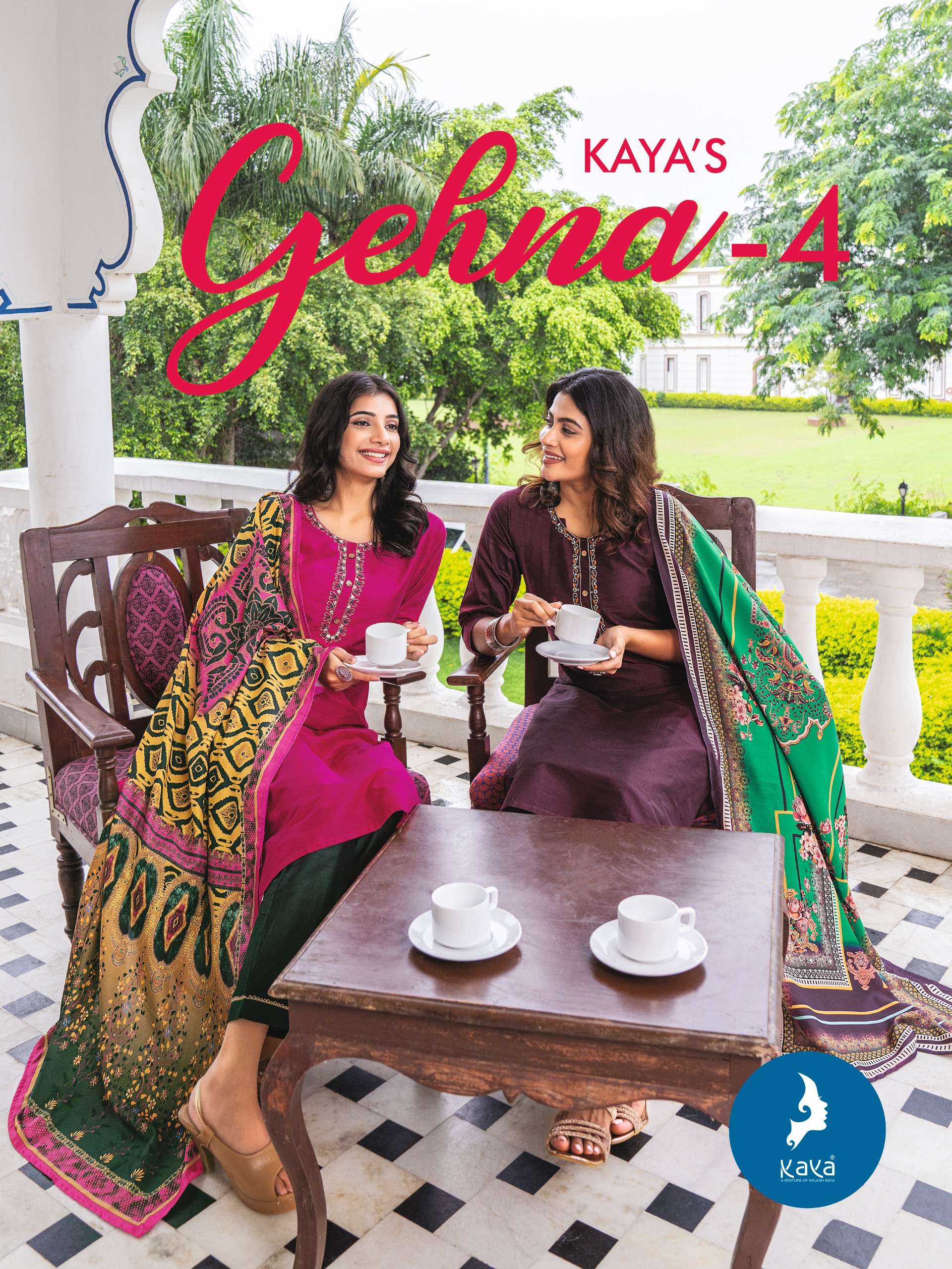 GEHNA VOL-4 BY KAYA 401 TO 408 SERIES PURE SILK HANDWORK READYMADE DRESSES