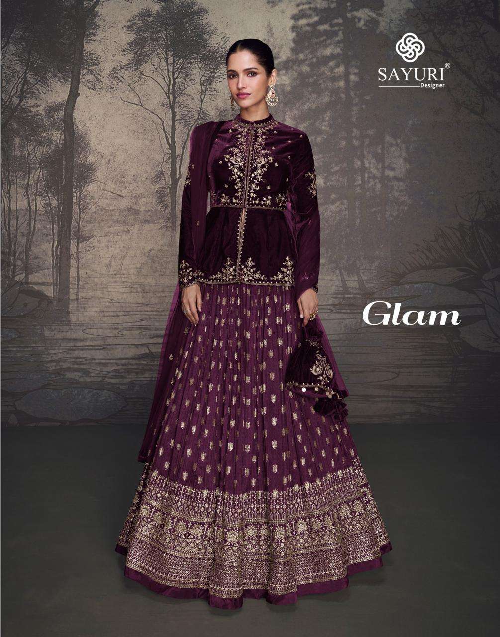 GLAM BY SAYURI 5601 & 5602 SERIES VELVET SILK HEAVY WORK READYMADE TOP & SKIRT SET