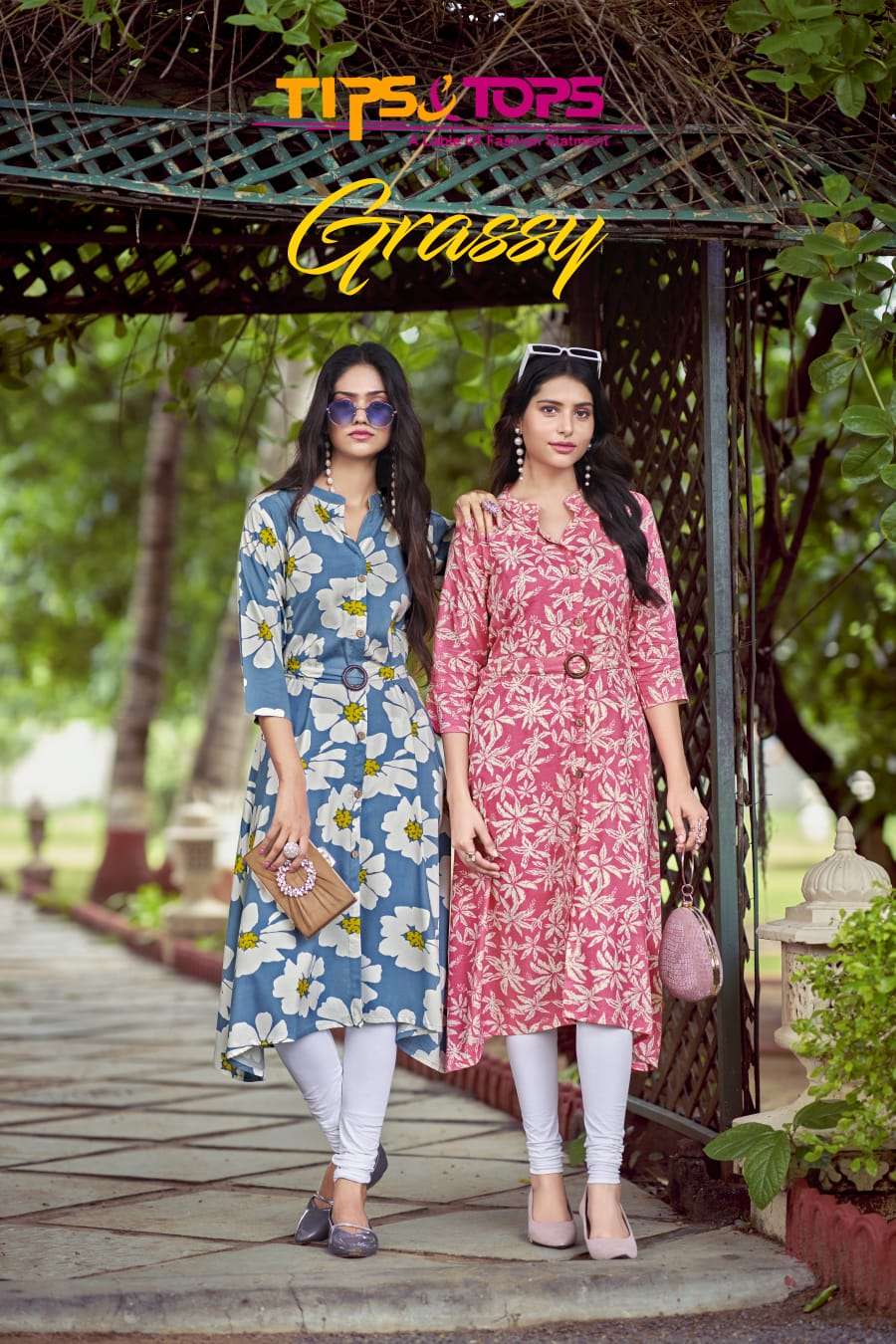 GRASSY BY TIPS&TOPS 1001 TO 1006 SERIES RAYON PRINT KURTIS