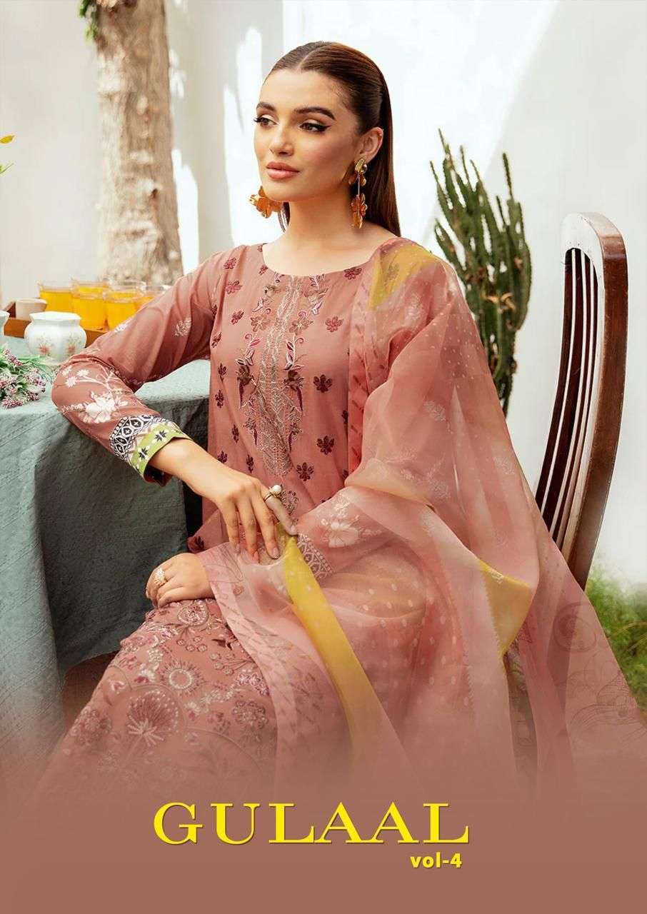 GULAAL VOL-4 BY NANDGOPAL PRINTS 4001 TO 4008 SERIES COTTON PRINT PAKISTANI DRESSES