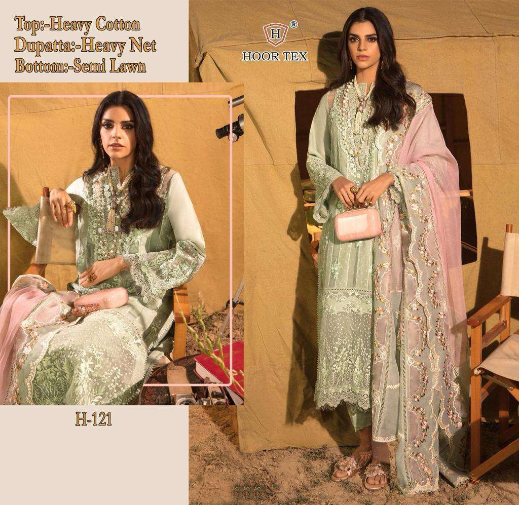 H-121 HIT DESIGN BY HOOR TEX COTTON HEAVY EMBROIDERY WORK PAKISTANI DRESS