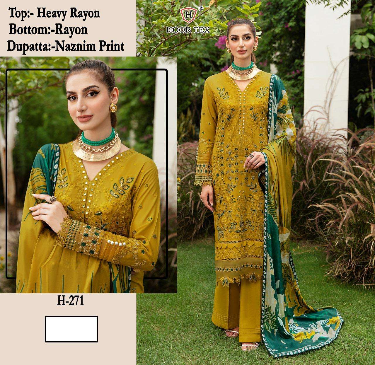 H-271 HIT DESIGN BY HOOR TEX HEAVY RAYON EMBROIDERY WORK PAKISTANI DRESS