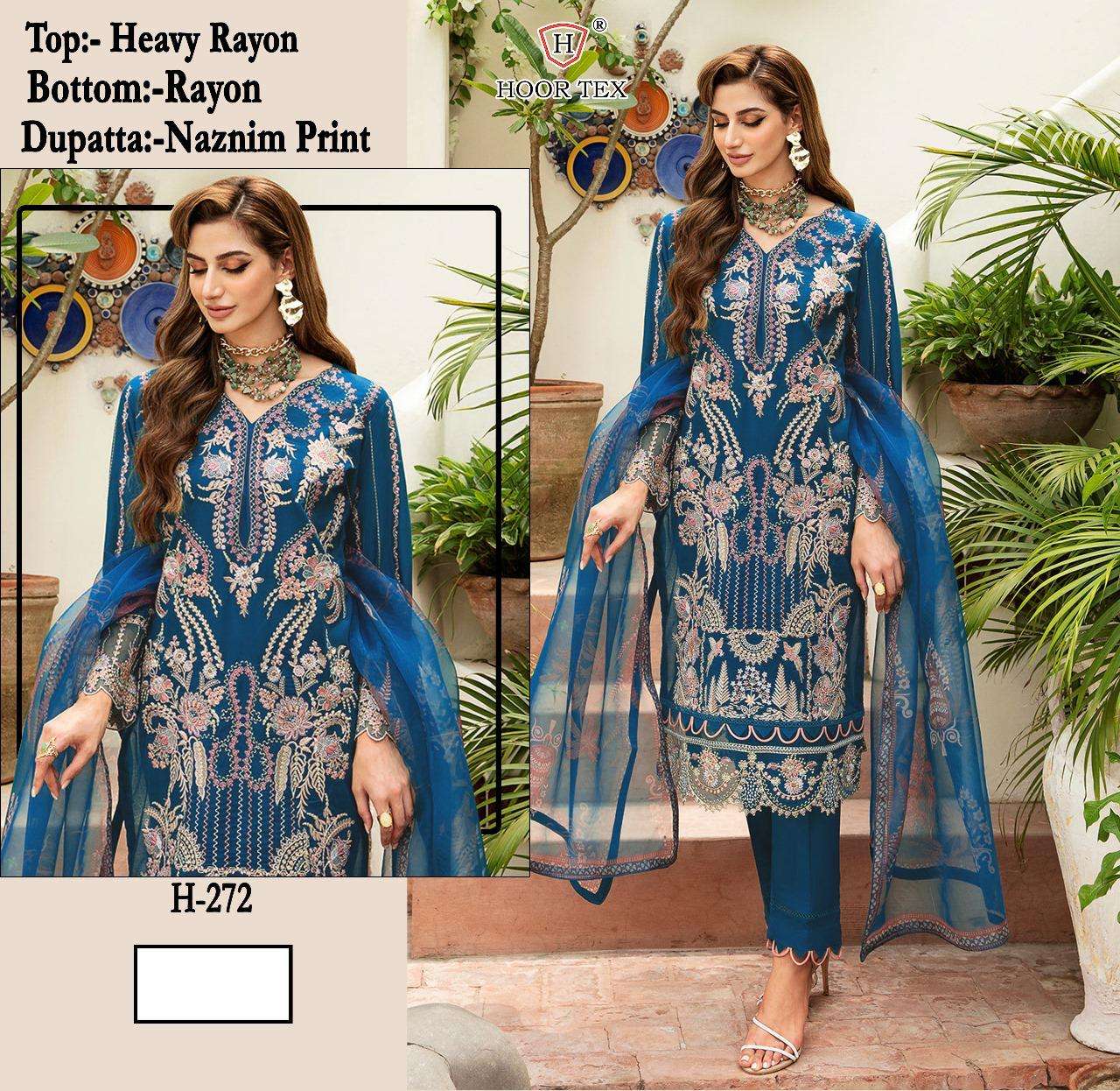 H-272 HIT DESIGN BY HOOR TEX HEAVY COTTON EMBROIDERY WORK PAKISTANI DRESS