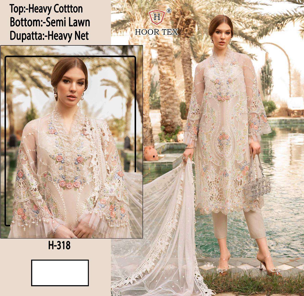 H-318 HIT DESIGN BY HOOR TEX HEAVY COTTON EMBROIDERY WORK PAKISTANI DRESS