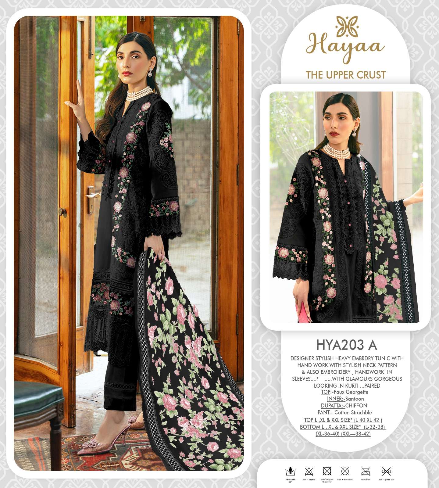 HAYA 203-A TO 203-D SERIES BY AQSAWHOLESALE FAUX GEORGETTE WORK READYMADE DRESSES