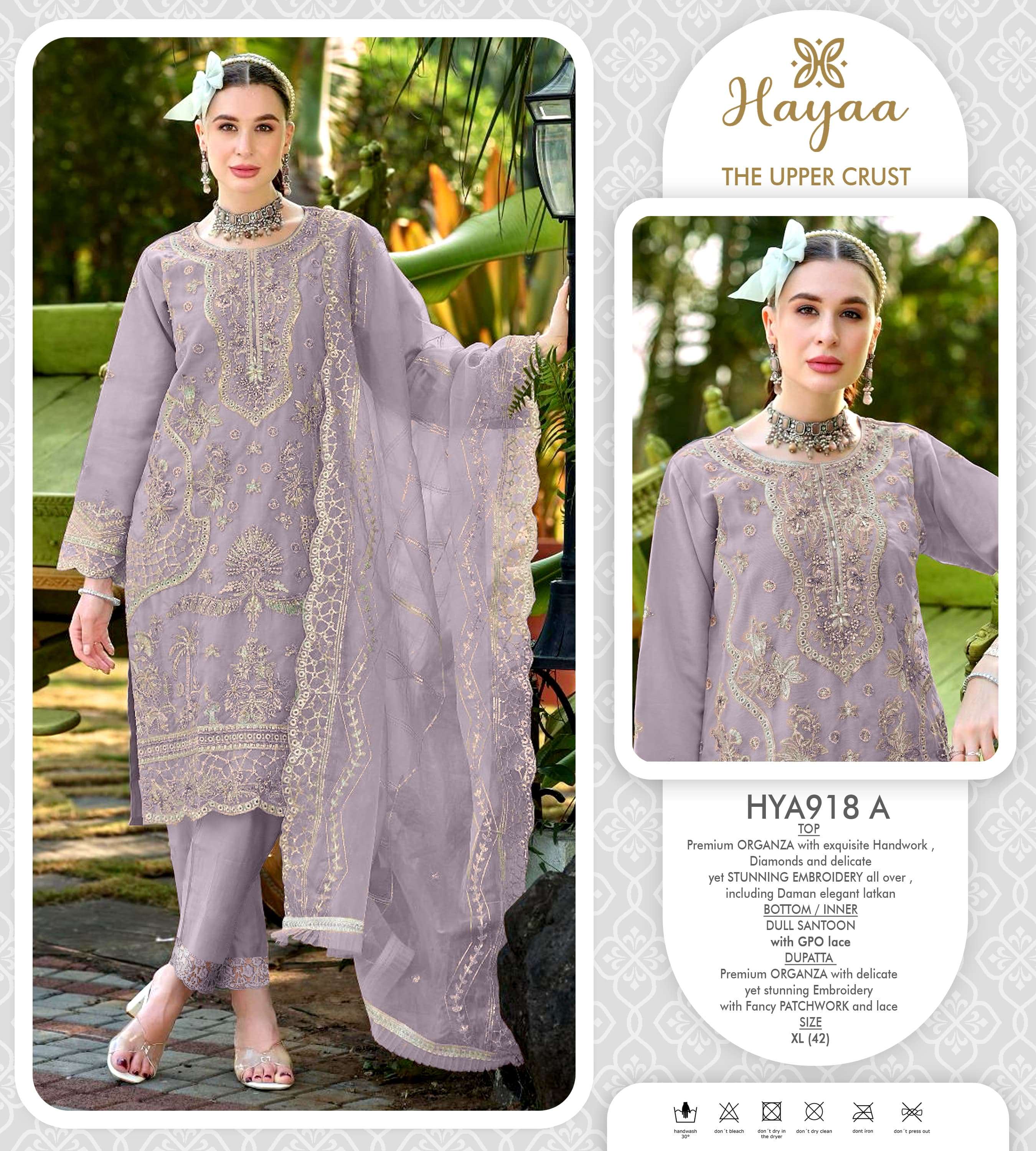 HAYA 918-A TO 918-D SERIES BY AQSAWHOLESALE ORGANZA ZARKAN WORK READYMADE DRESSES