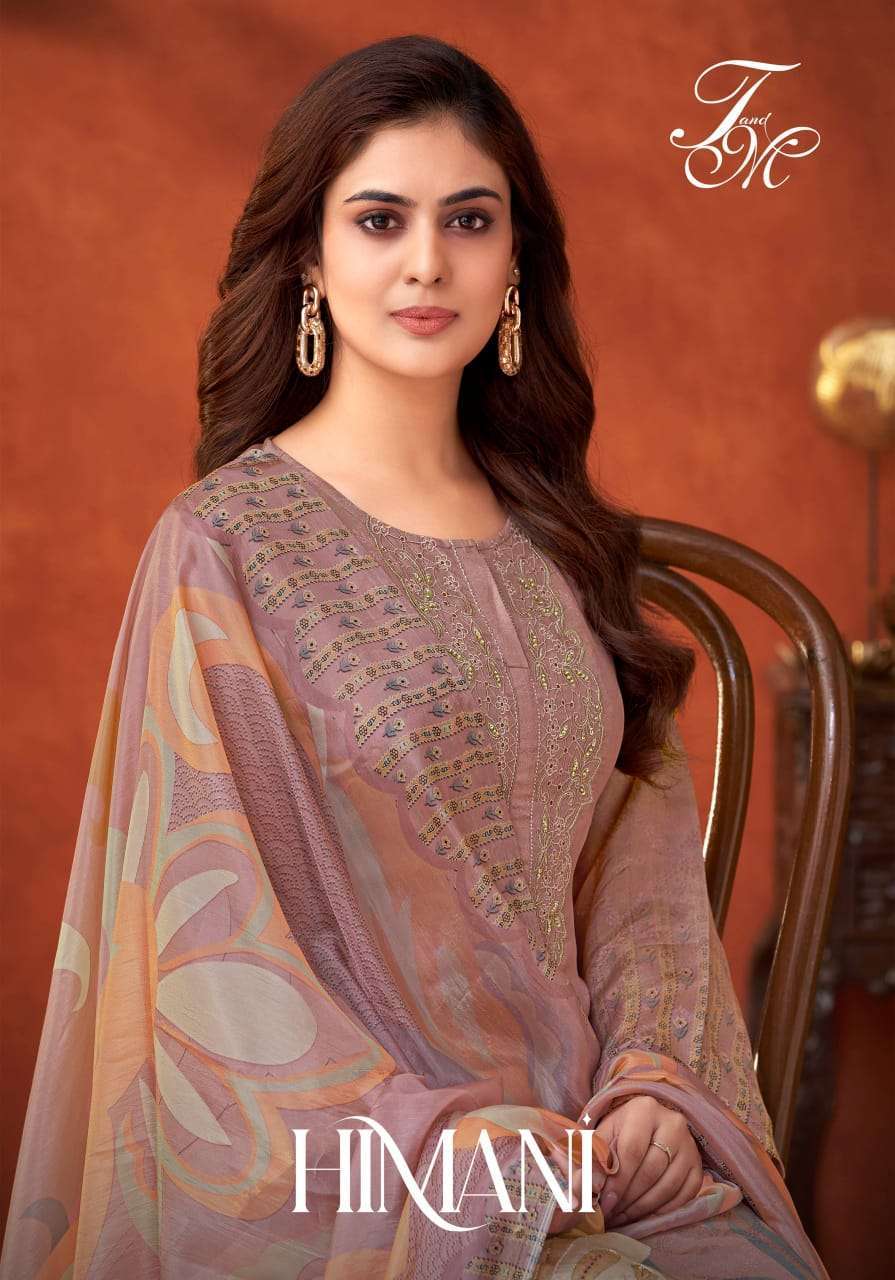 HIMANI BY T&M 9321 TO 9351 SERIES FANCY TISSUE PRINT EMBROIDERY WORK DRESSES