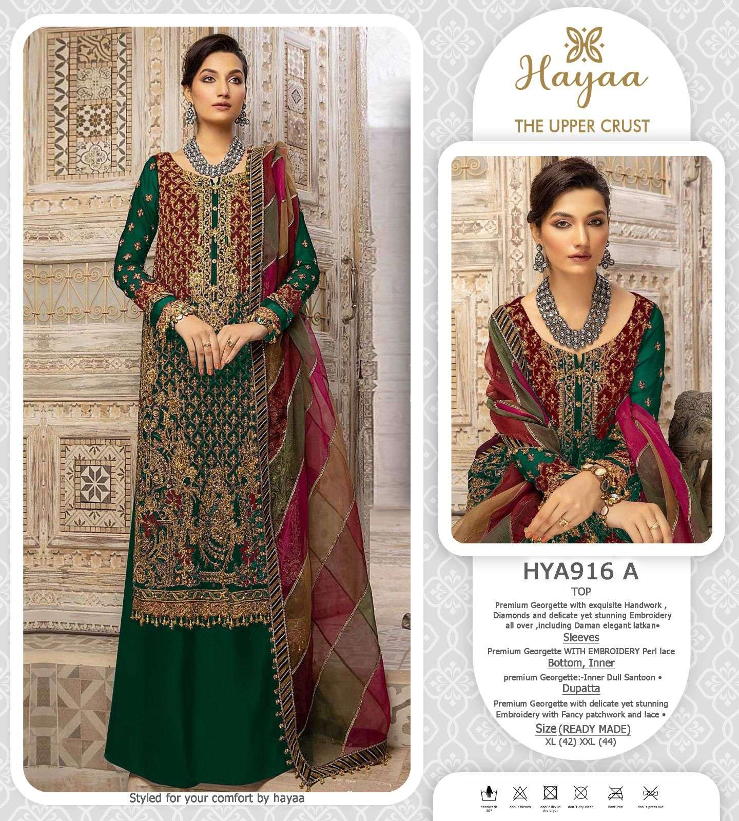 HYA-916 COLOURS 916-A TO 916-D SERIES GEORGETTE HEAVY WORK READYMADE DRESSES