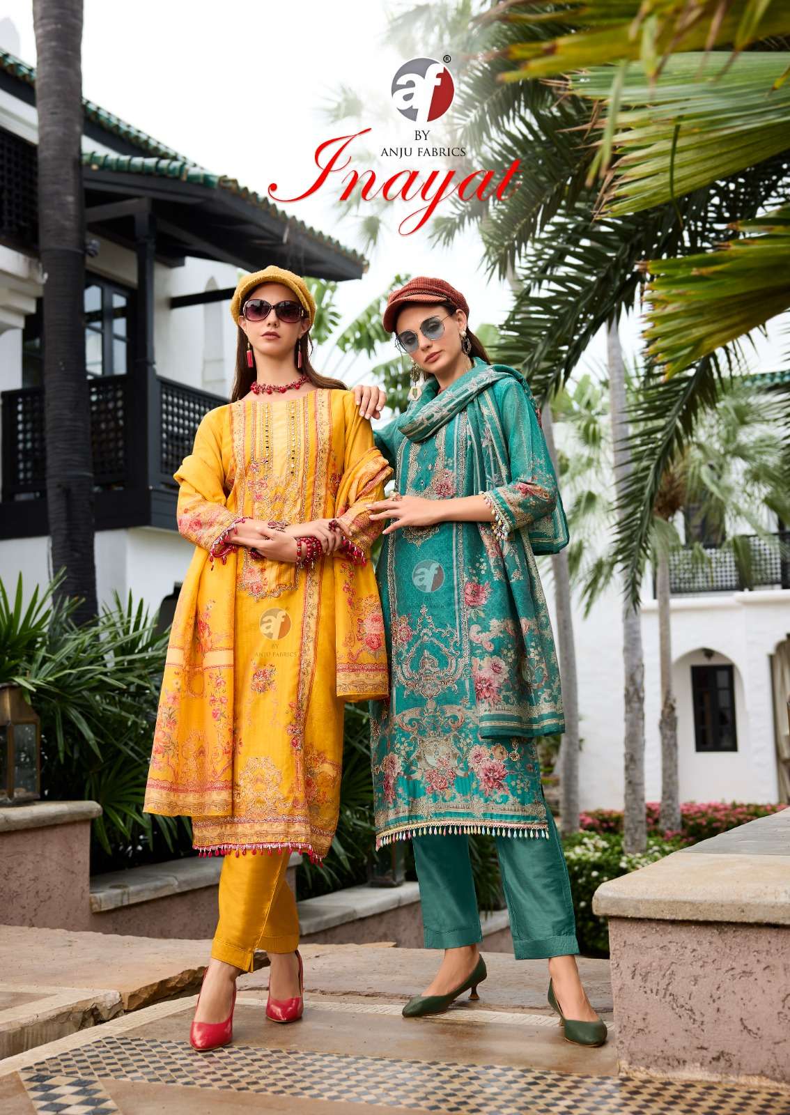 INAYAT BY ANJU FABRICS 3901 TO 3906 SERIES TISSUE SHIMMER WORK READYMADE PAKISTANI DRESSES