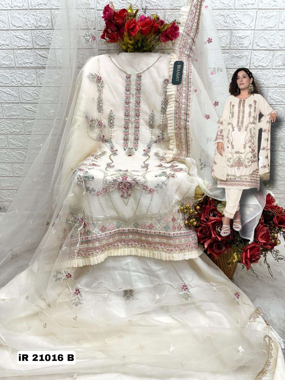 IRAADAY 21016-A TO 21016-D SERIES BY FEPIC ORGANZA EMBROIDERY WORK PAKISTANI DRESSES