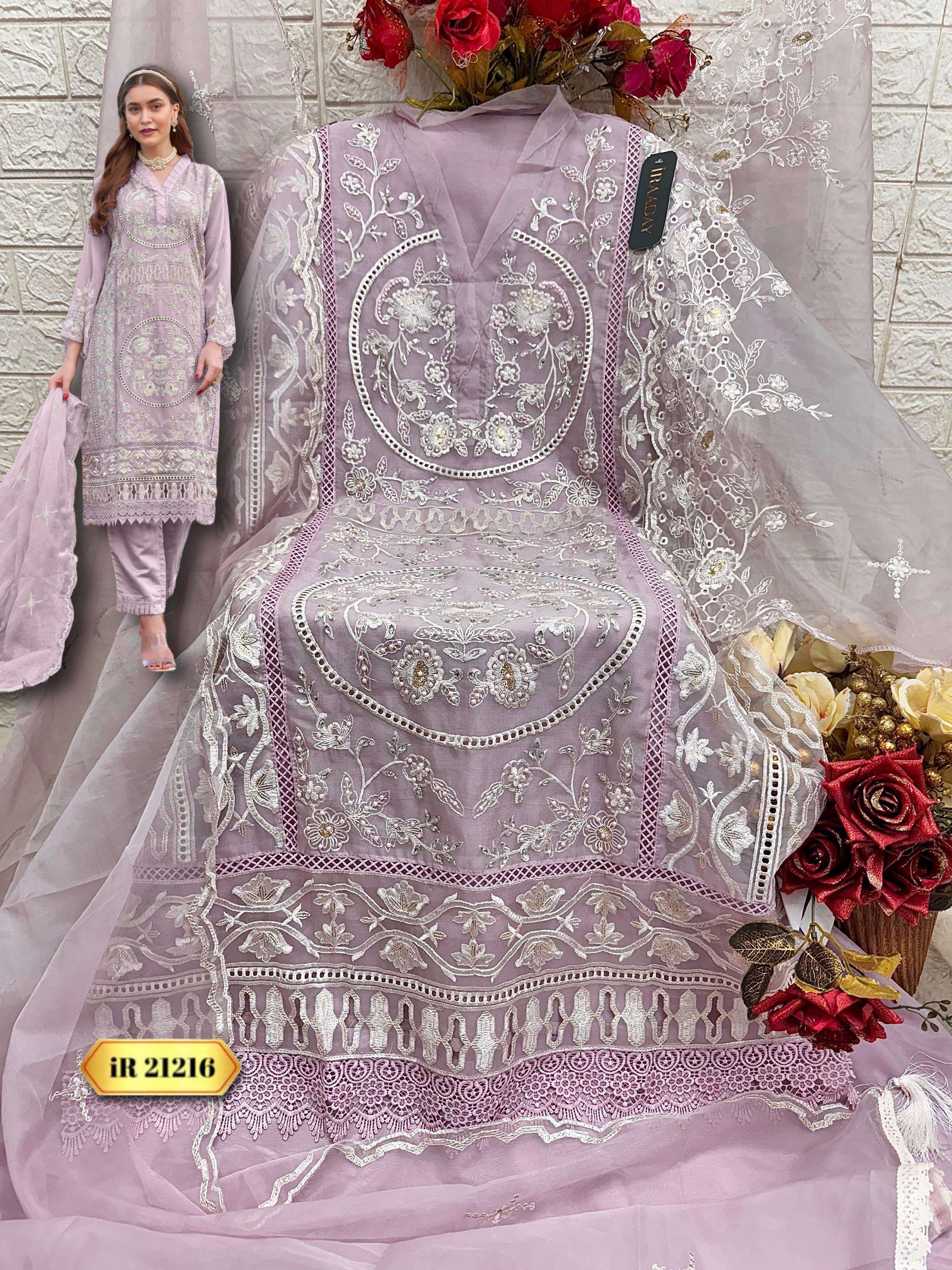 IRAADAY 21216-A TO 21216-D SERIES BY FEPIC ORGANZA WORK PAKISTANI DRESSES