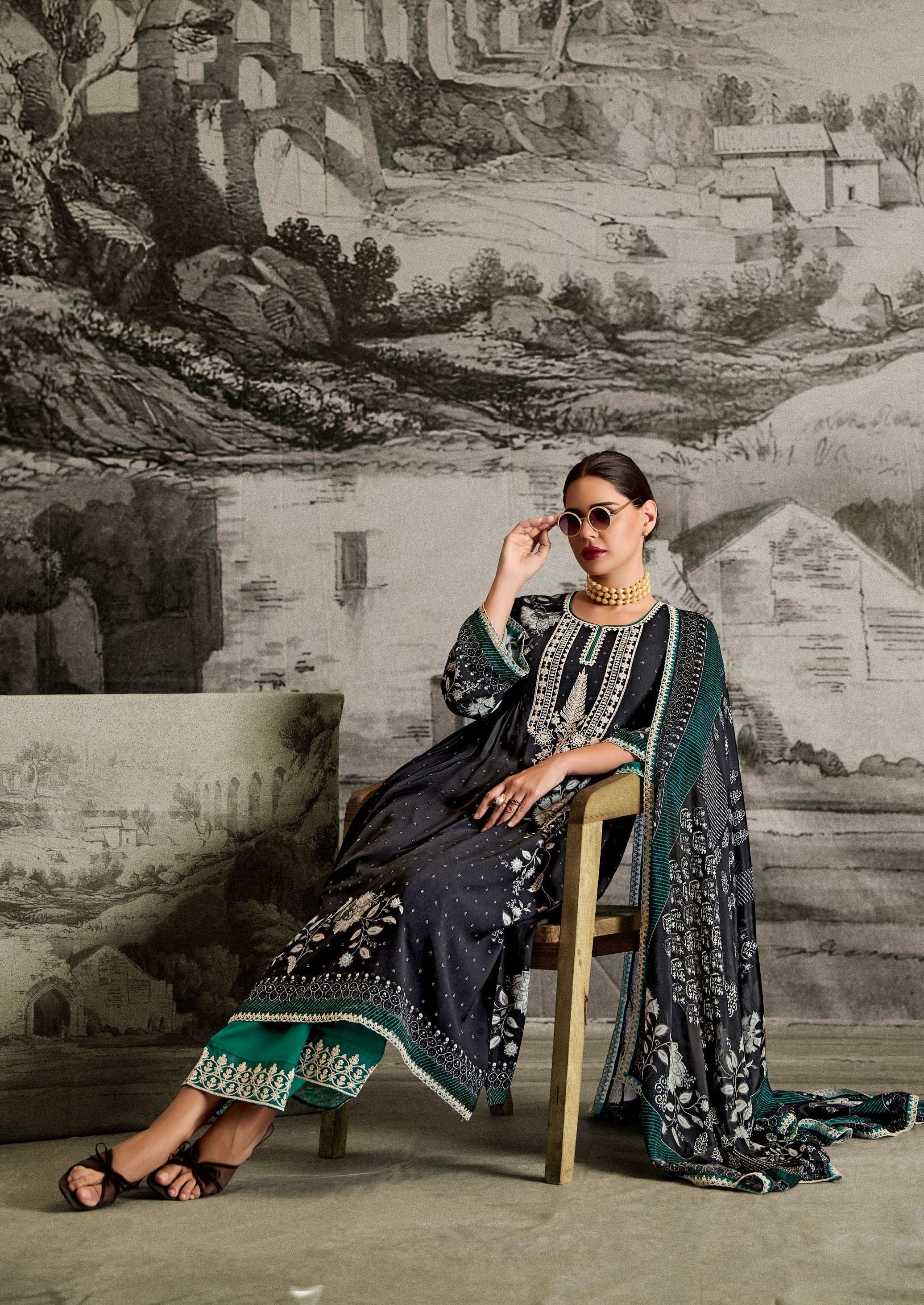 ISHQA BY HEER 9451 TO 9456 SERIES PURE MUSLIN SILK PRINT WORK DRESSES