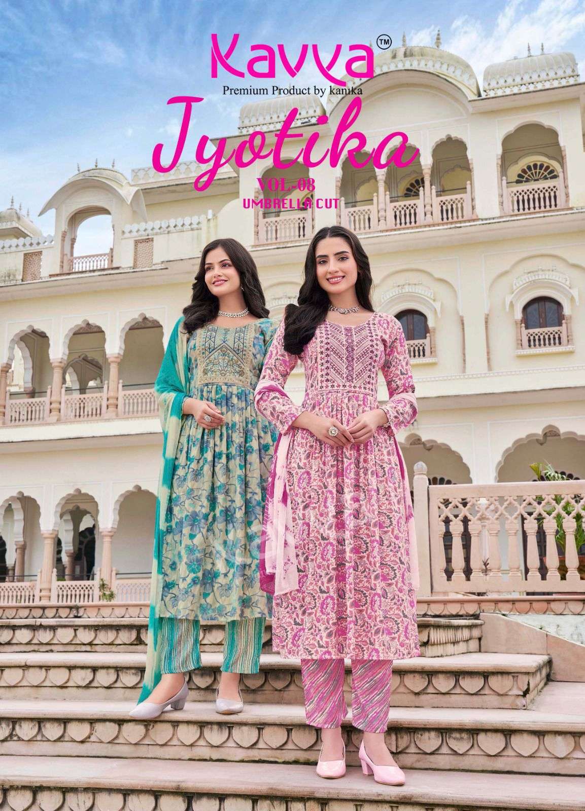 JYOTIKA VOL-8 BY KAVYA 8001 TO 8010 SERIES CAPSULE FOIL PRINT WORK READYMADE DRESSES