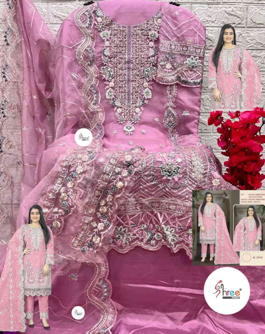 K-1974 COLOURS BY SHREE FABS 1974-A TO 1974-D SERIES ORGANZA SILK WORK PAKISTANI DRESSES