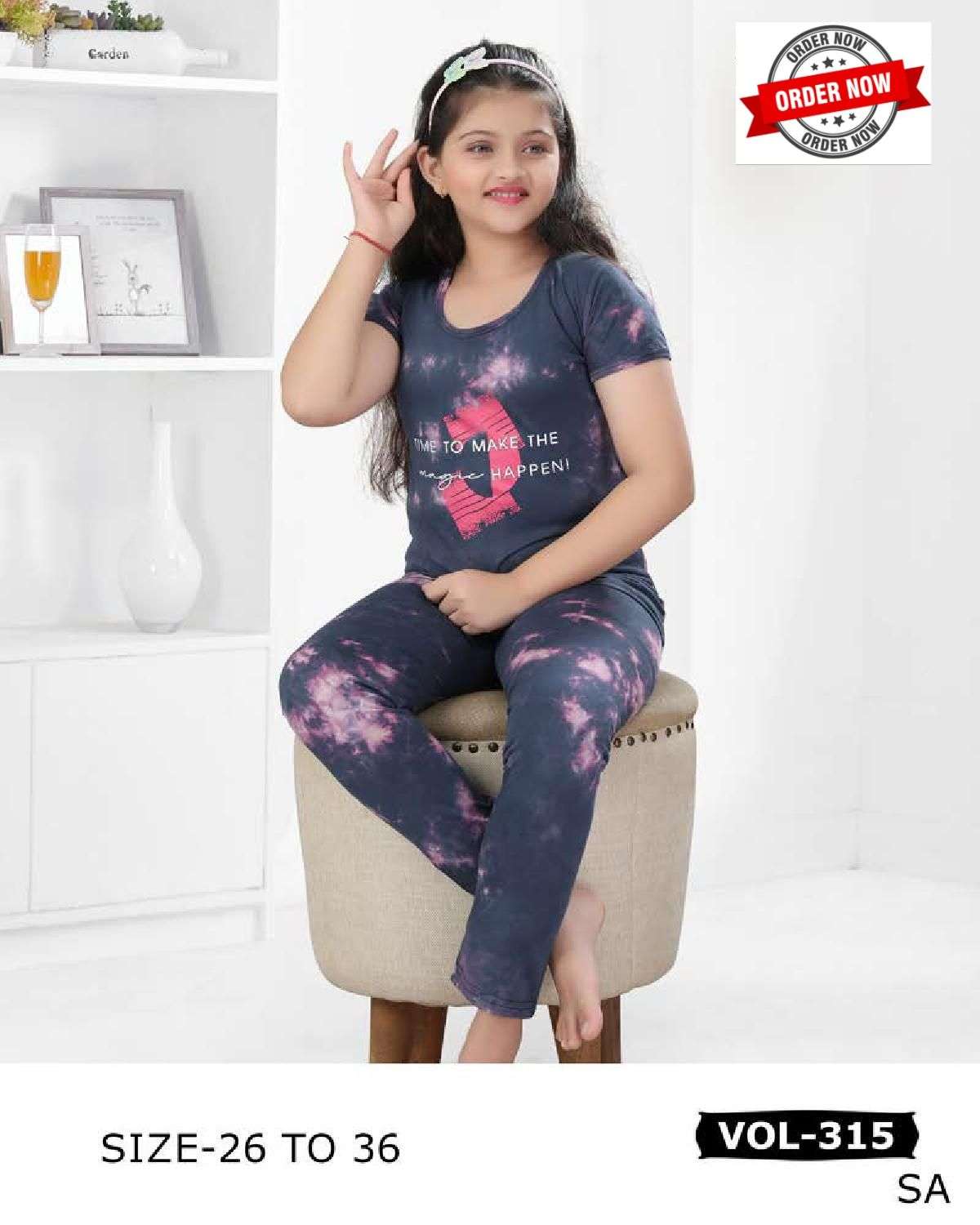 KIDS KM-315 BY AQSAWHOLESALE FANCY FABRIC PRINT KIDS WEAR NIGHT SUITS