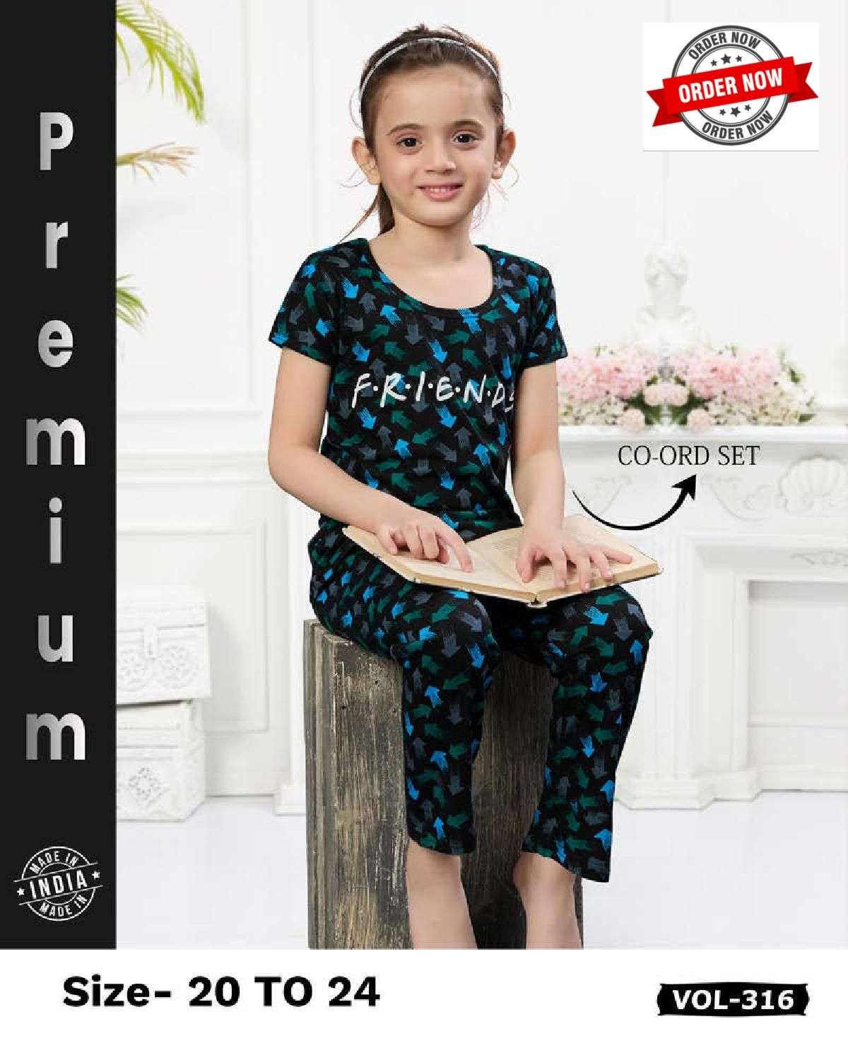 KIDS VOL-316 BY AQSAWHOLESALE HOSEIRY COTTON PRINT KIDS WEAR NIGHT SUITS