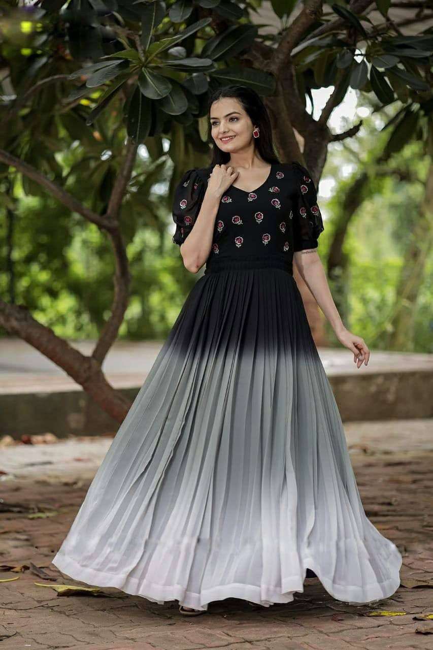 LW-9108 HIT DESIGN BY AQSAWHOLESALE FAUX GEORGETTE PRINT WORK GOWN