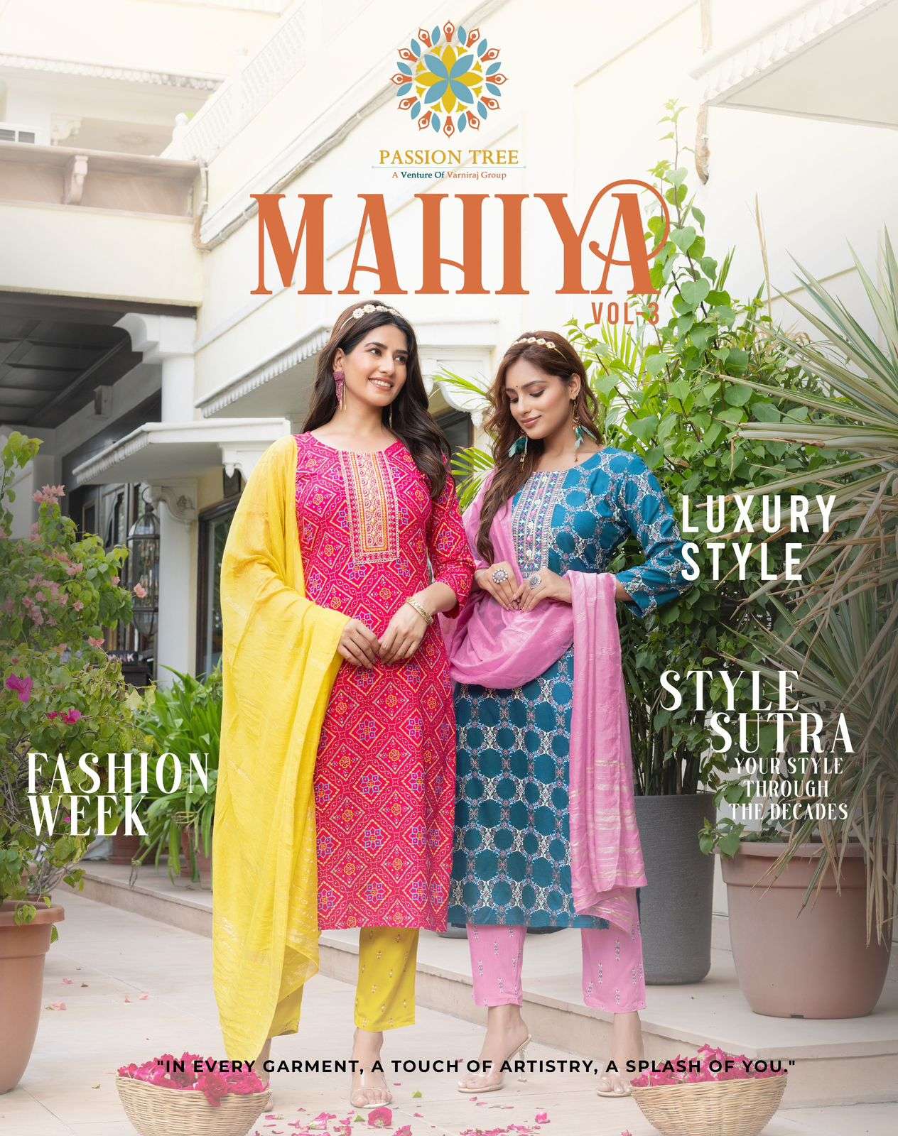 MAHIYA VOL-3 BY PASSION TREE 3001 TO 3008 SERIES RAYON PRINT WORK READYMADE DRESSES