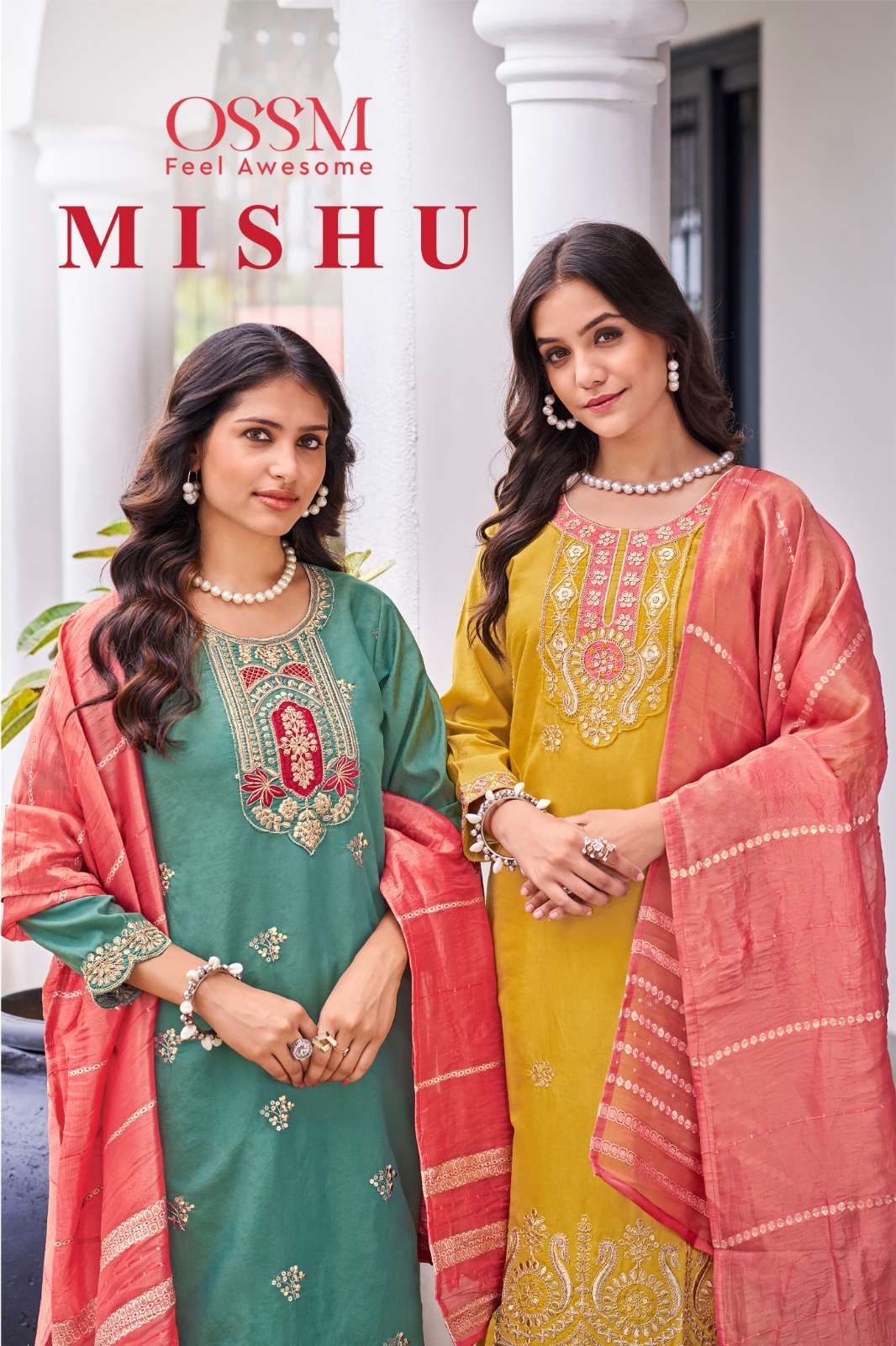 MISHU BY OSSM 1001 TO 1004 SERIES ROMAN HEAVY WORK READYMADE DRESSES