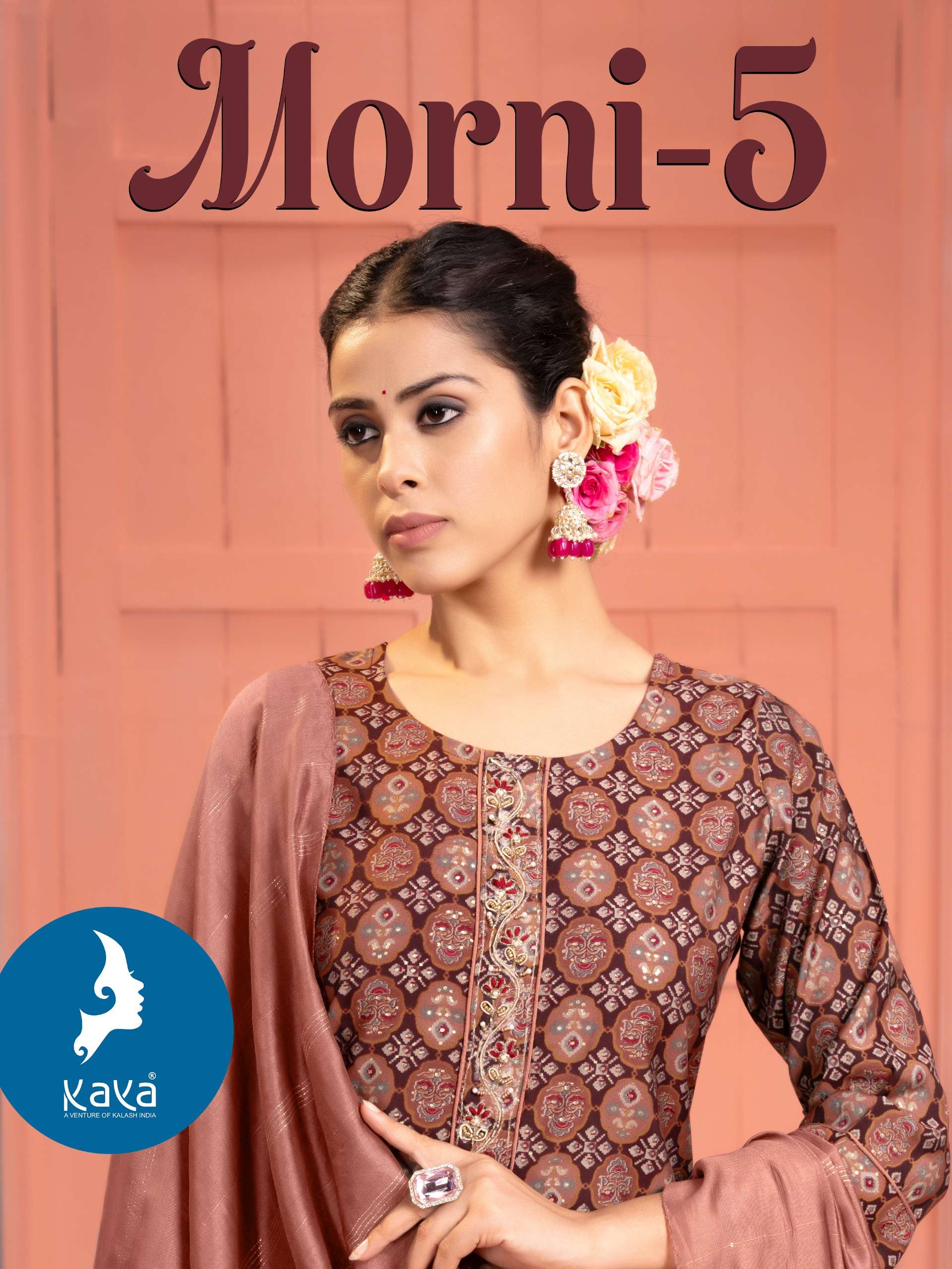 MORNI VOL-5 BY KAYA 01 TO 08 SERIES CHANDERI MODAL PRINT WORK READYMADE DRESSES