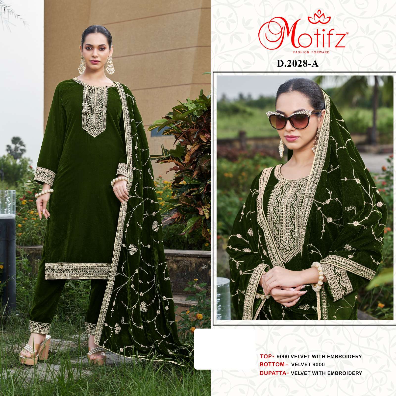 MOTIFZ 2028-A YO 2028-D SERIES BY MOTIFZ FASHION VELVET HEAVY WORK DRESSES