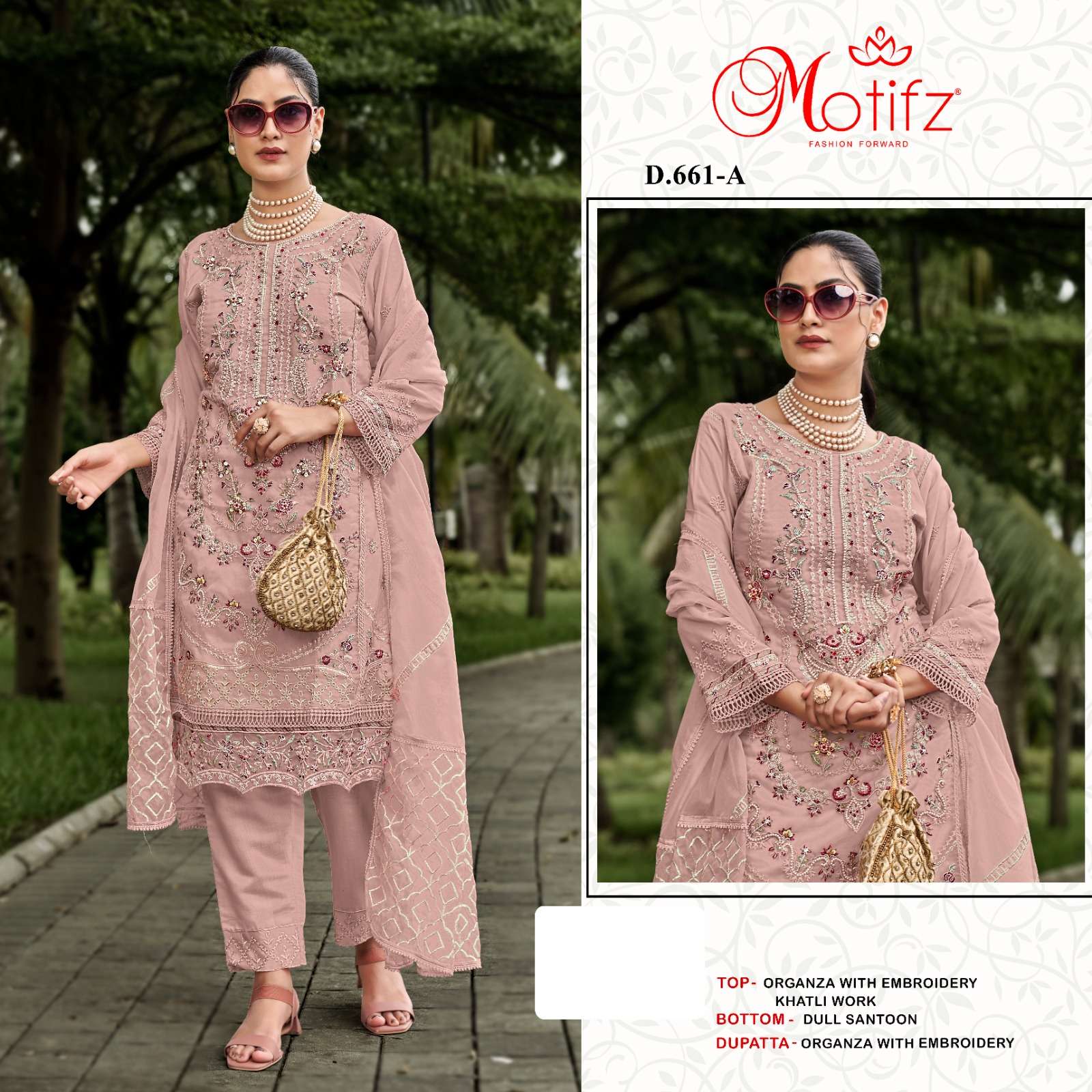 MOTIFZ 661-A TO 661-D SERIES BY MOTIFZ FASHION ORGANZA HEAVY WORK DRESSES