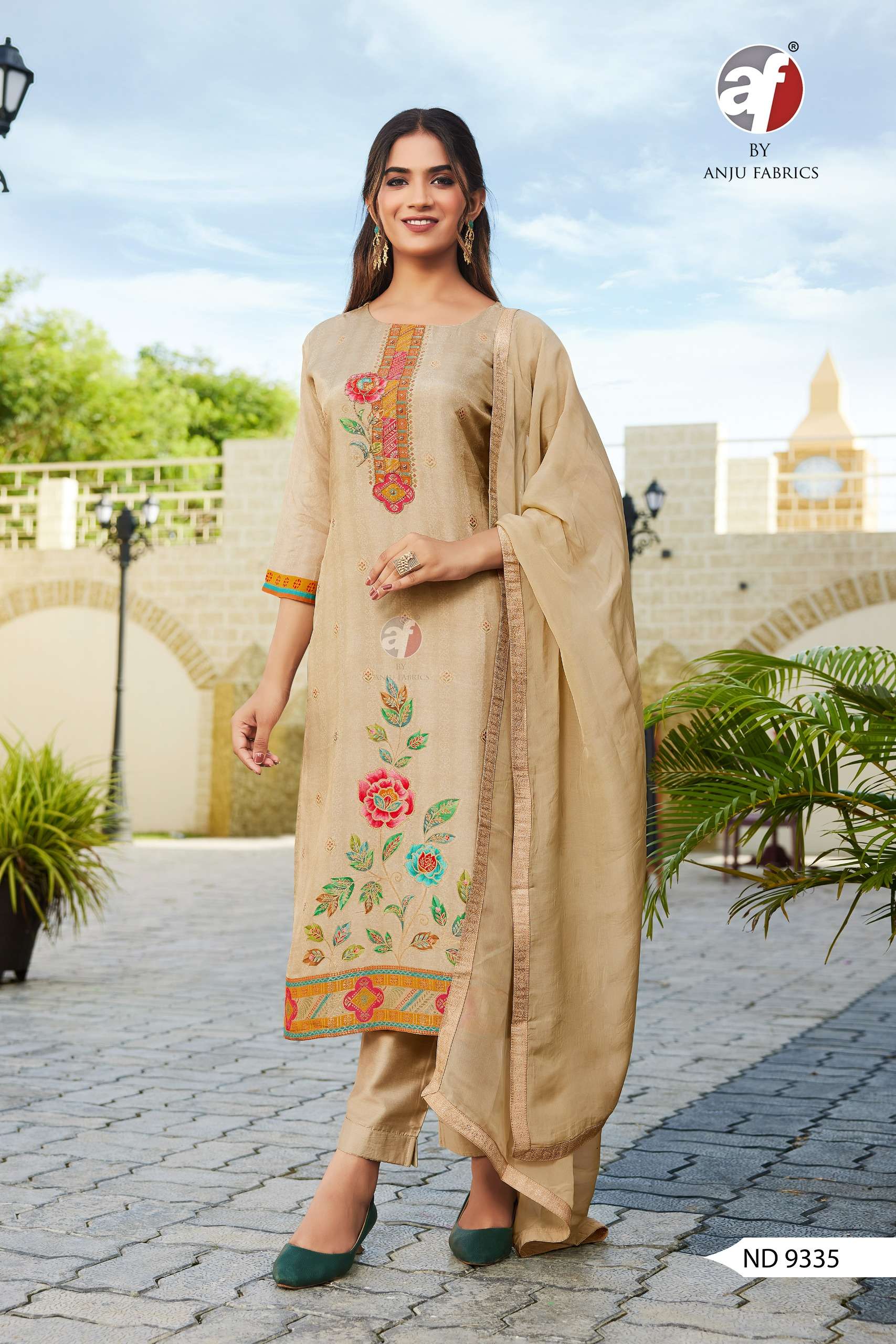 ND-9335 HIT DESIGN BY ANJU FABRICS RUSSIAN SILK WORK READYMADE DRESSES