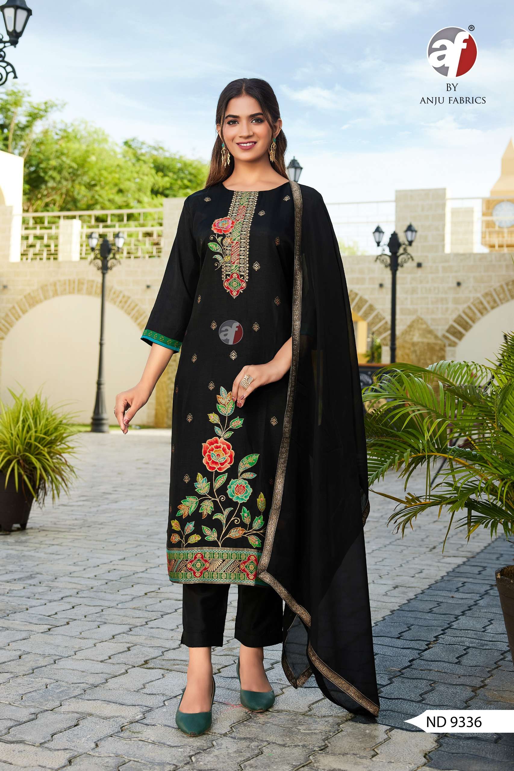 ND-9336 HIT DESIGN BY ANJU FABRICS RUSSIAN SILK WORK READYMADE DRESSES