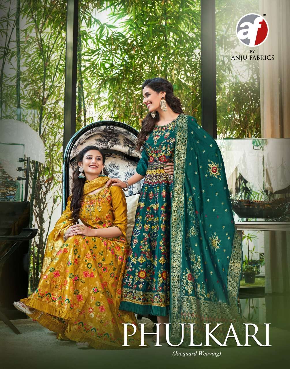 PHULKARI BY ANJU FABRICS 2591 TO 2596 SERIES SILK JACQUARD WORK GOWN & DUPATTAS