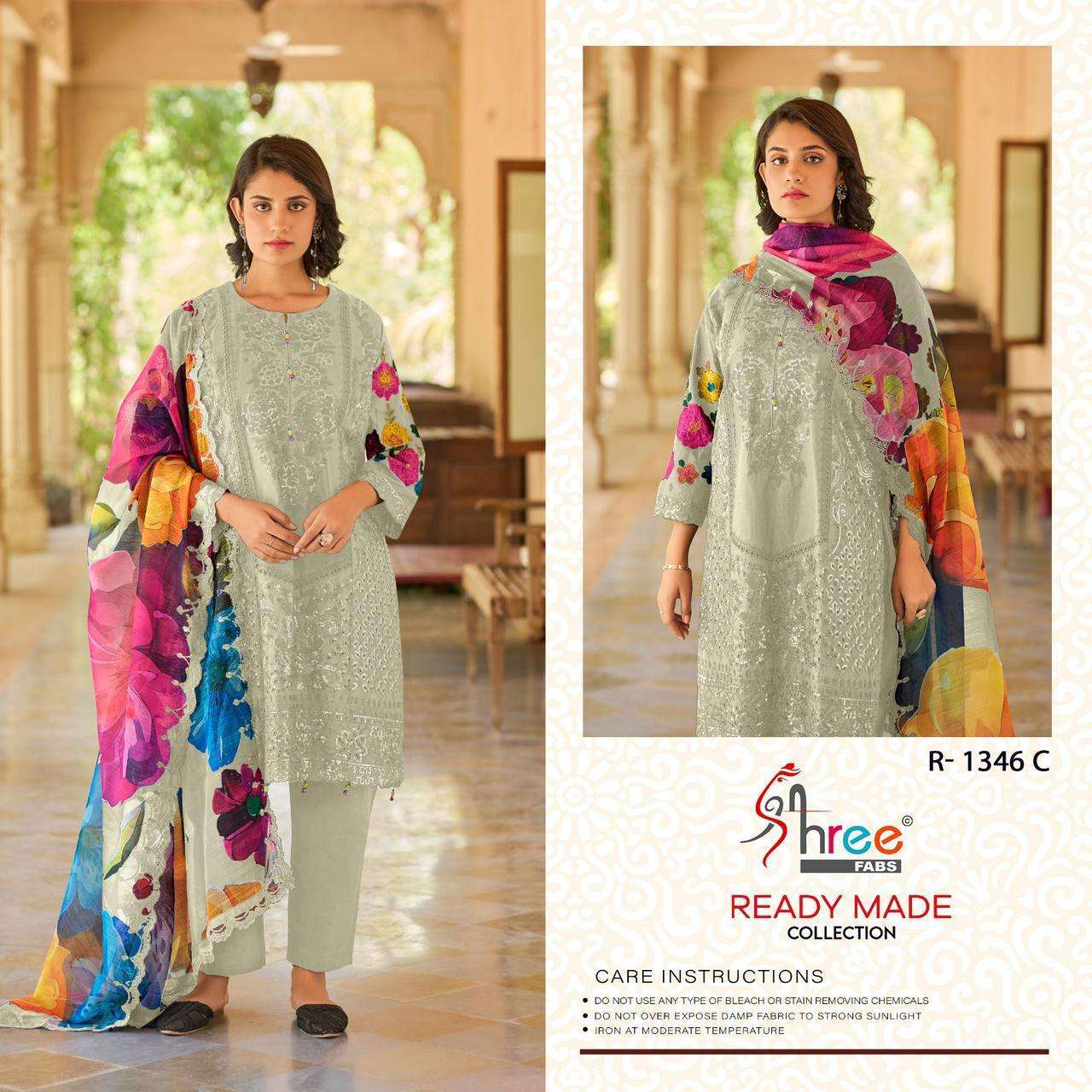 R-1346 COLOURS BY SHREE FABS 1346-A TO 1346-D SERIES CAMBRIC COTTON WORK READYMADE DRESSES