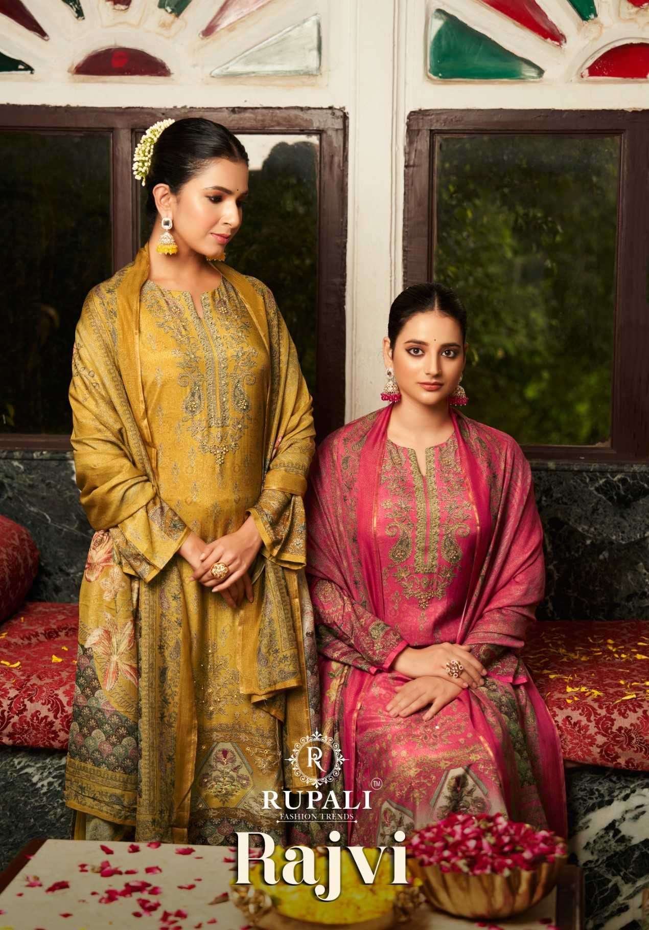 RAJVI BY RUPALI 3101 TO 3104 SERIES VISCOSE MUSLIN PRINT WORK PAKISTANI DRESSES